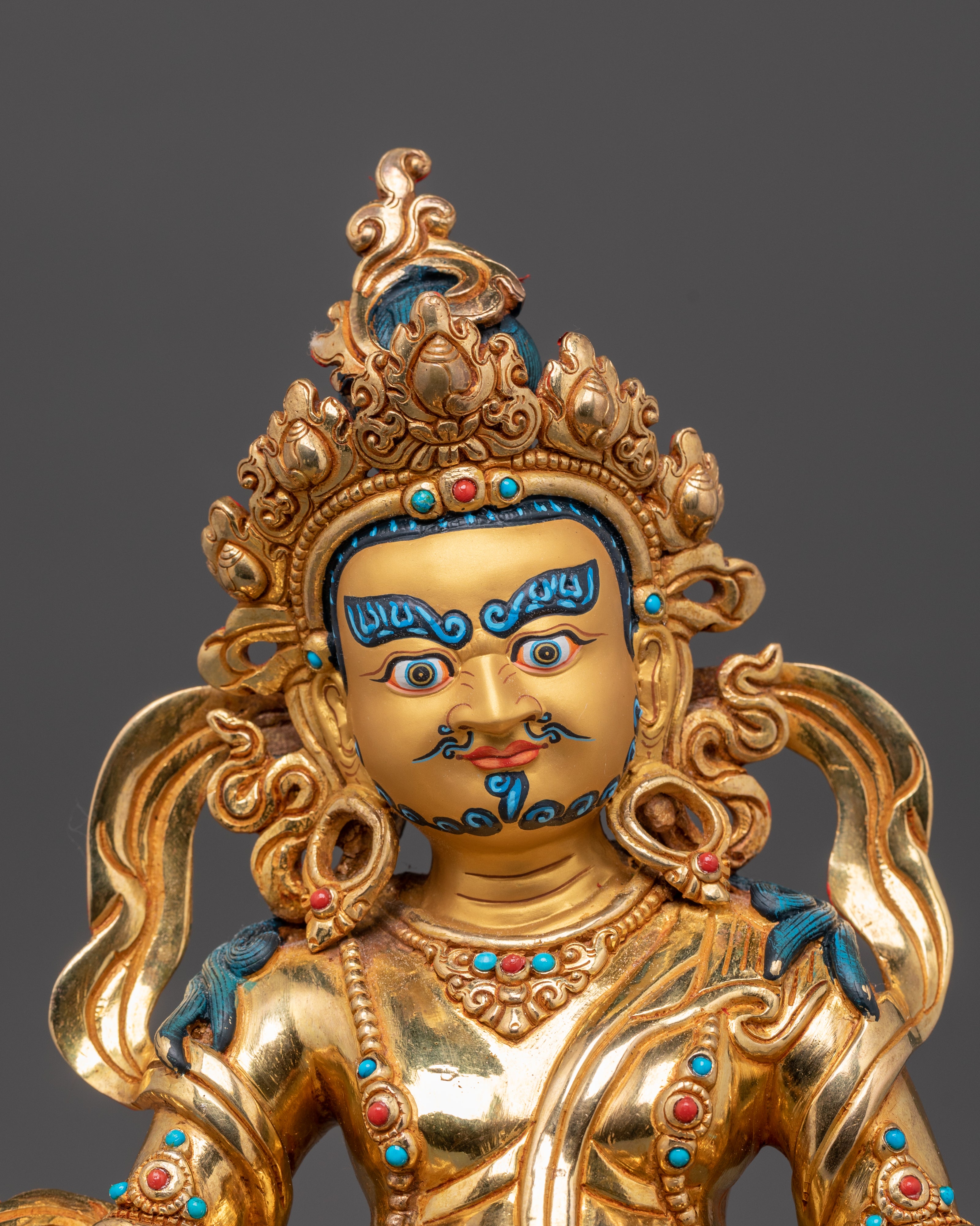 Dzambhala Fortune Icon Tibetan Artwork | Wealth Deity Sculpture