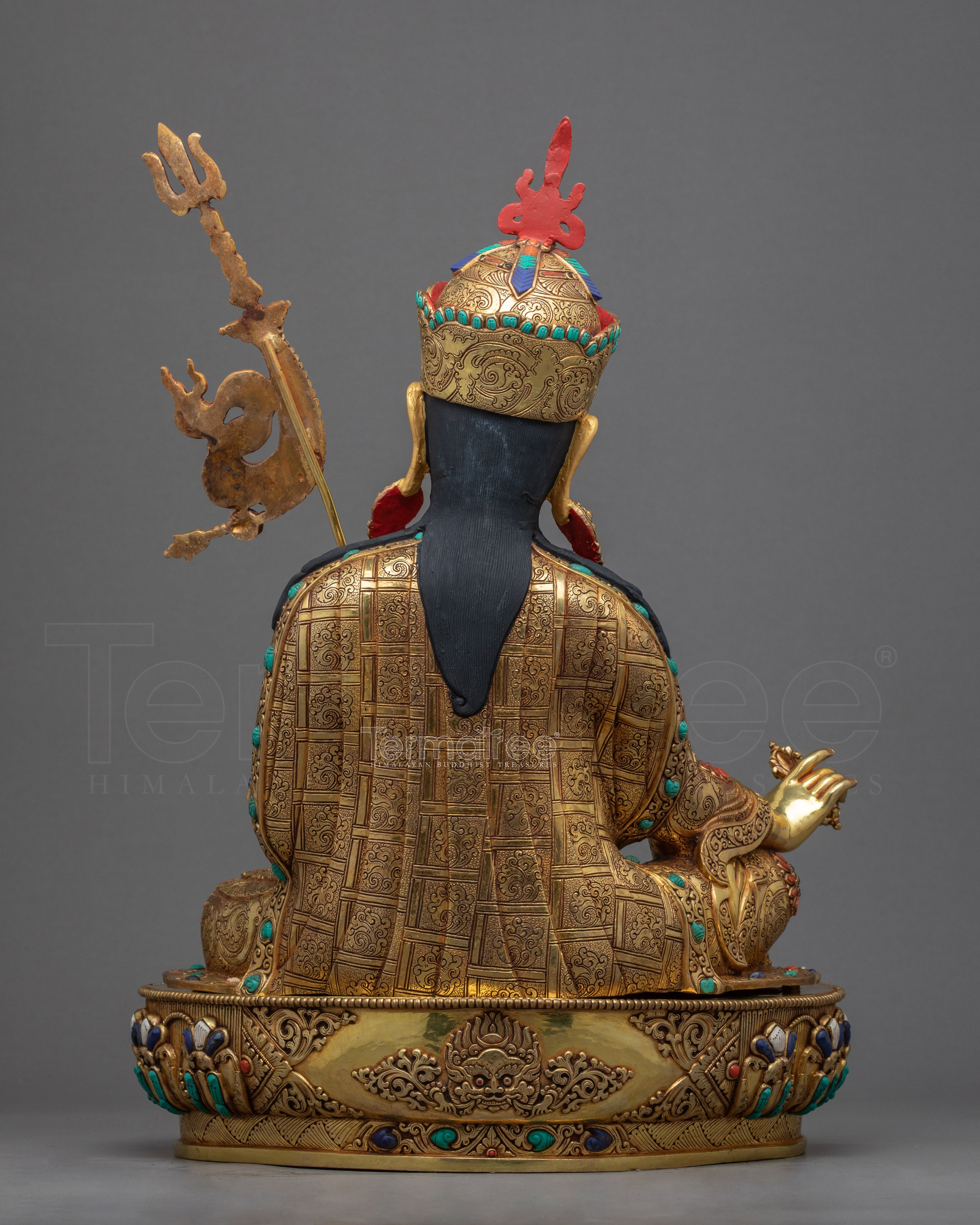 Guru Rinpoche Meditation Sculpture | Gold Gilded on Copper Body Statue of Padmasambhava - Termatree