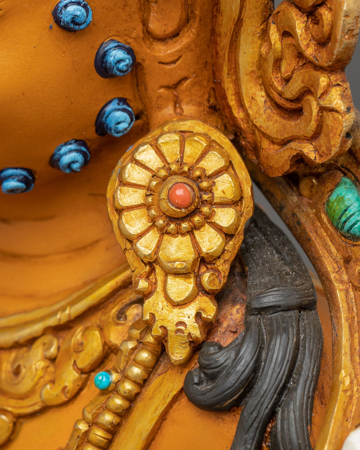 Unique Dzambhala Statue: 24K-Fire Gold Gilded on Copper