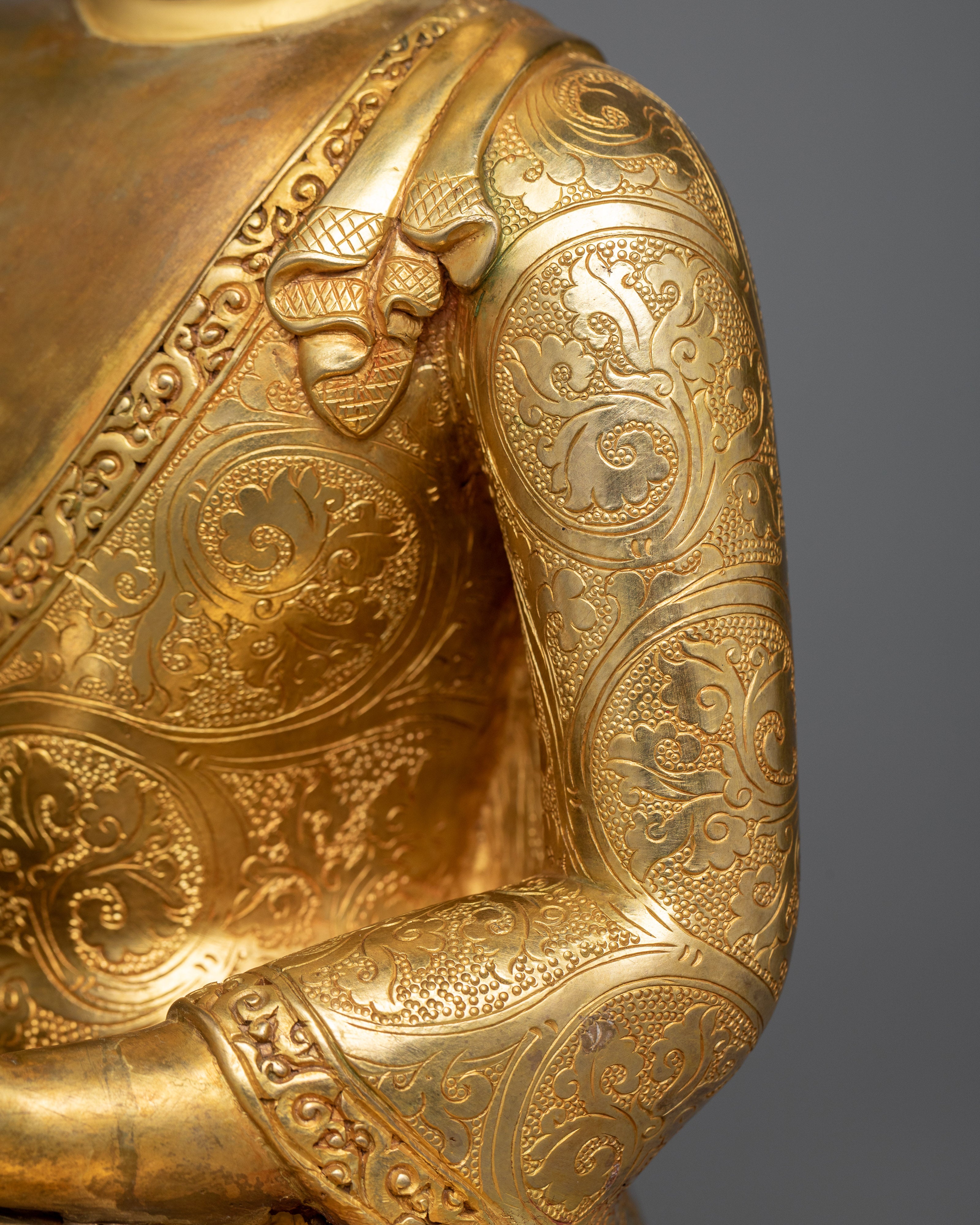 Amitabha Buddha Sacred Statue | Antique Elegance in Gold and Silver