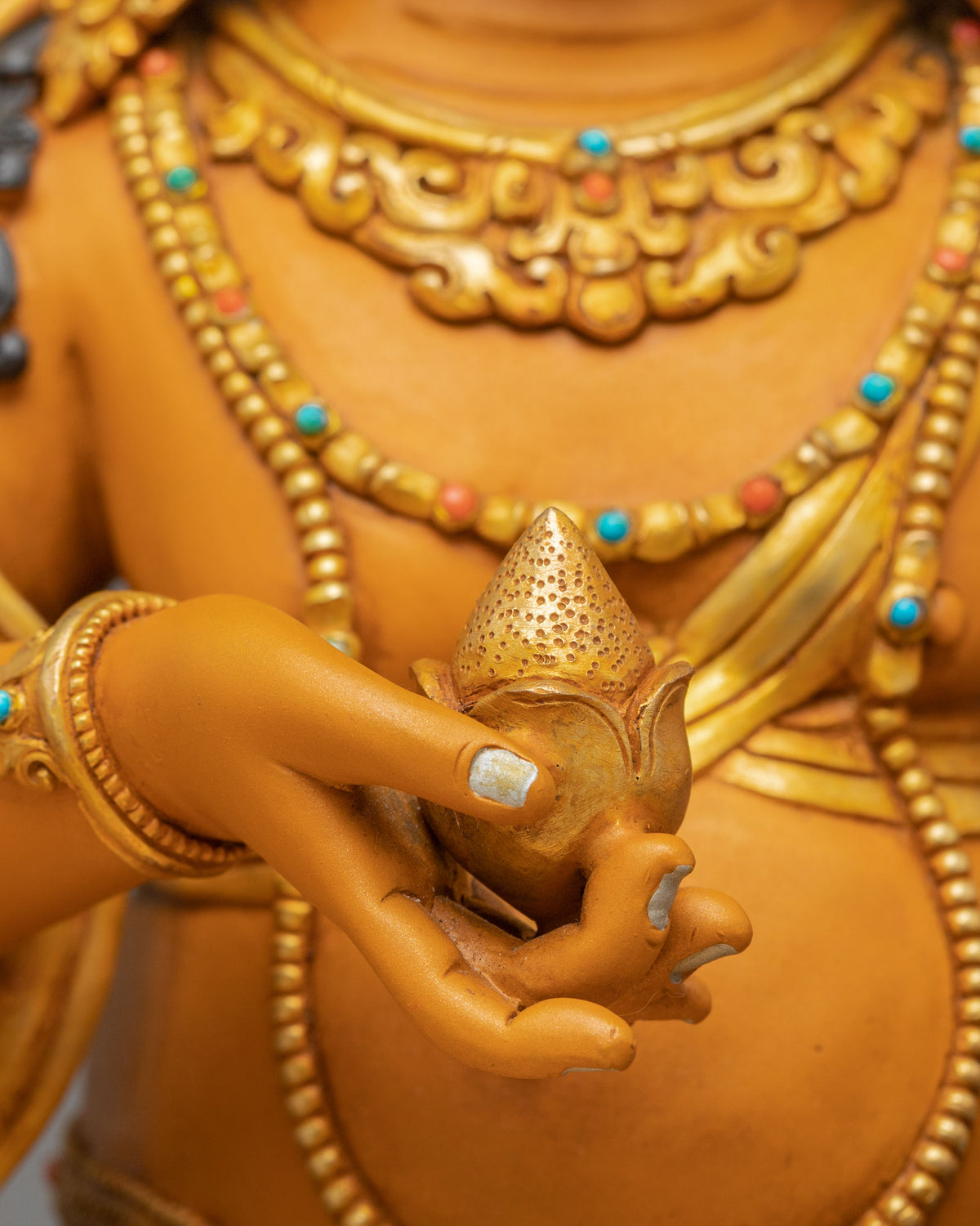 Unique Dzambhala Statue: 24K-Fire Gold Gilded on Copper