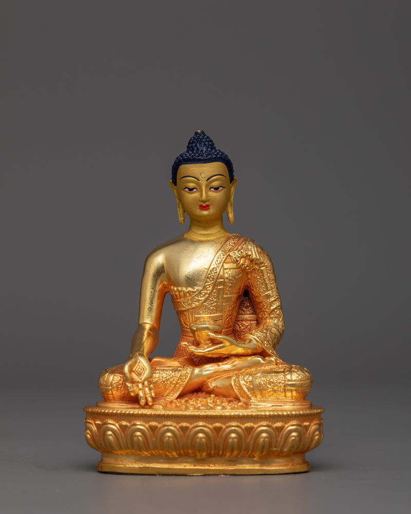 Machine-Made Five Buddha Set Copper Statues | Electro Gold Finishing