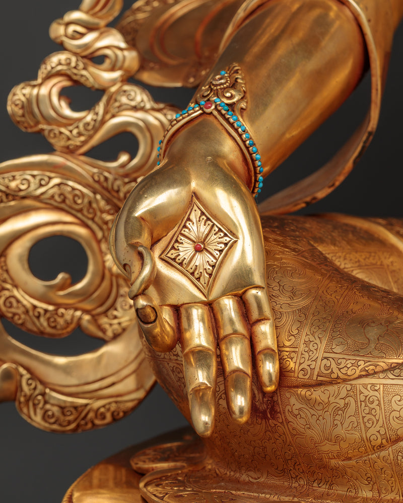 Green Tara Spiritual Copper Sculpture - A Divine Protector Handcrafted with Detail
