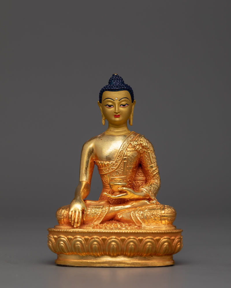 Machine-Made Five Buddha Set Copper Statues | Electro Gold Finishing