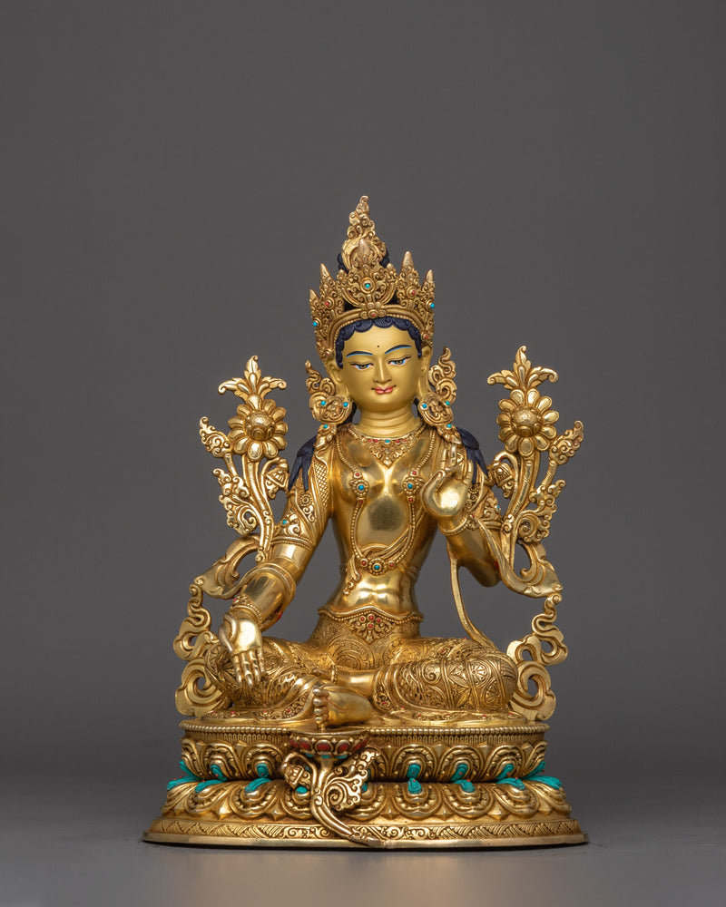 Tibetan Green Tara Idol | Traditional Artwork