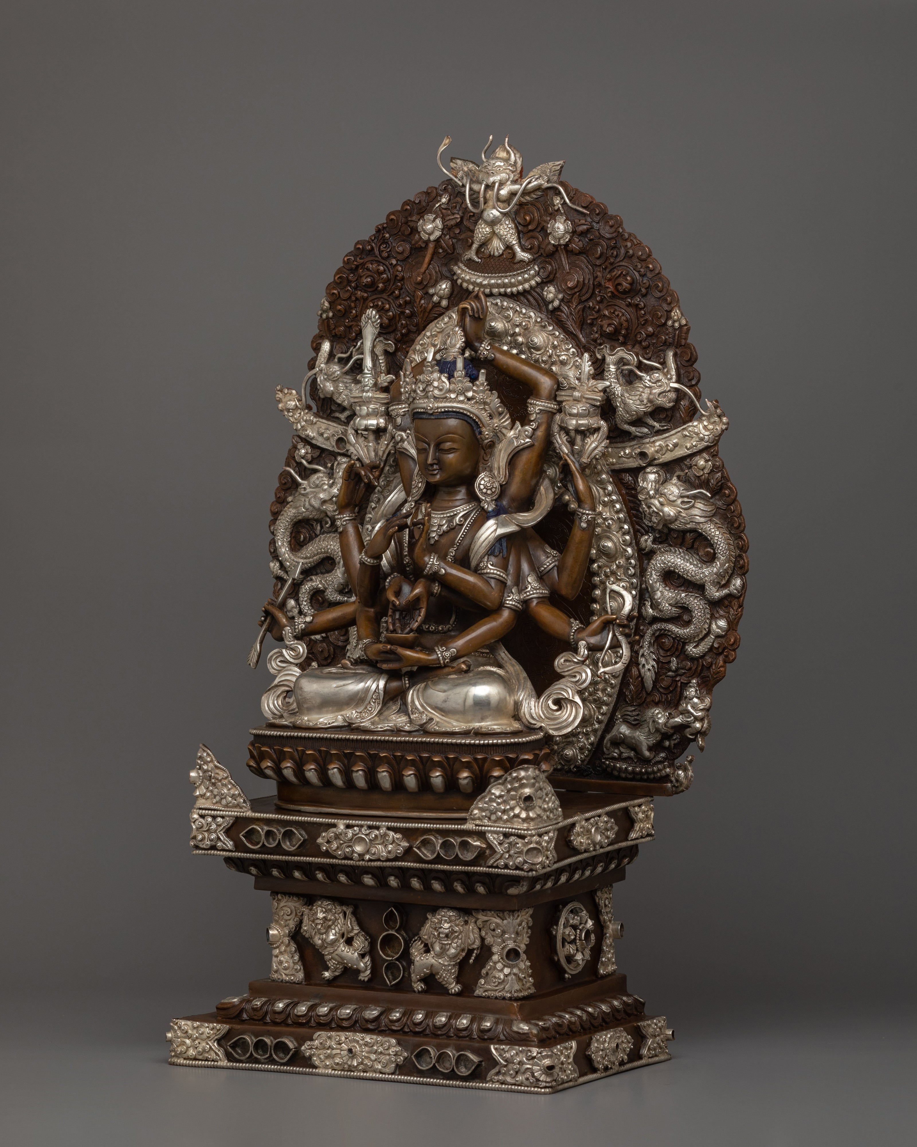 Himalayan Sculpture Of Namasangati With Throne | The Divine Salutation