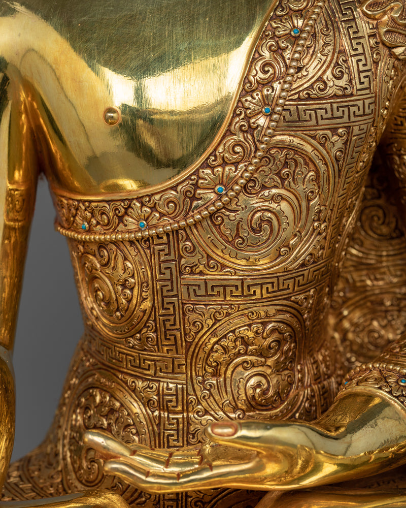 Life-Sized Buddha Shakyamuni Statue | 24K Gold and Gemstone Embellishments