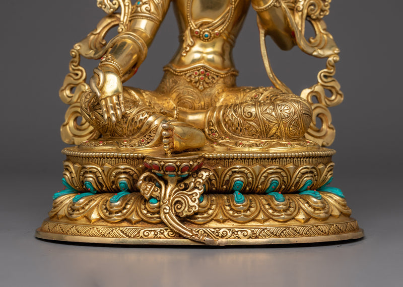 Tibetan Green Tara Idol | Traditional Artwork