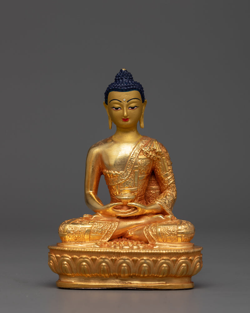 Machine-Made Five Buddha Set Copper Statues | Electro Gold Finishing