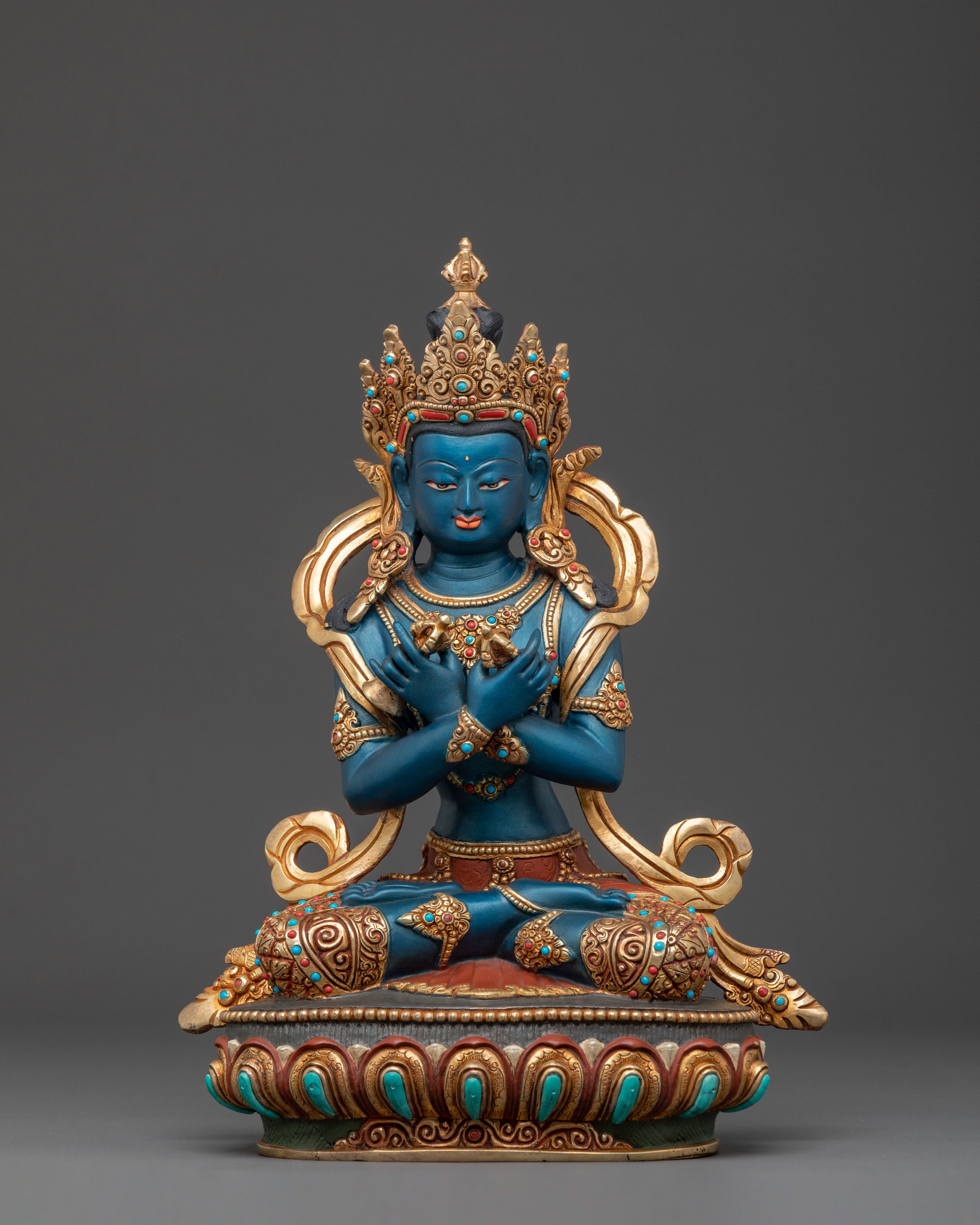 Vajradhara Handcrafted Statue for Meditation: 24K Gold Gilded