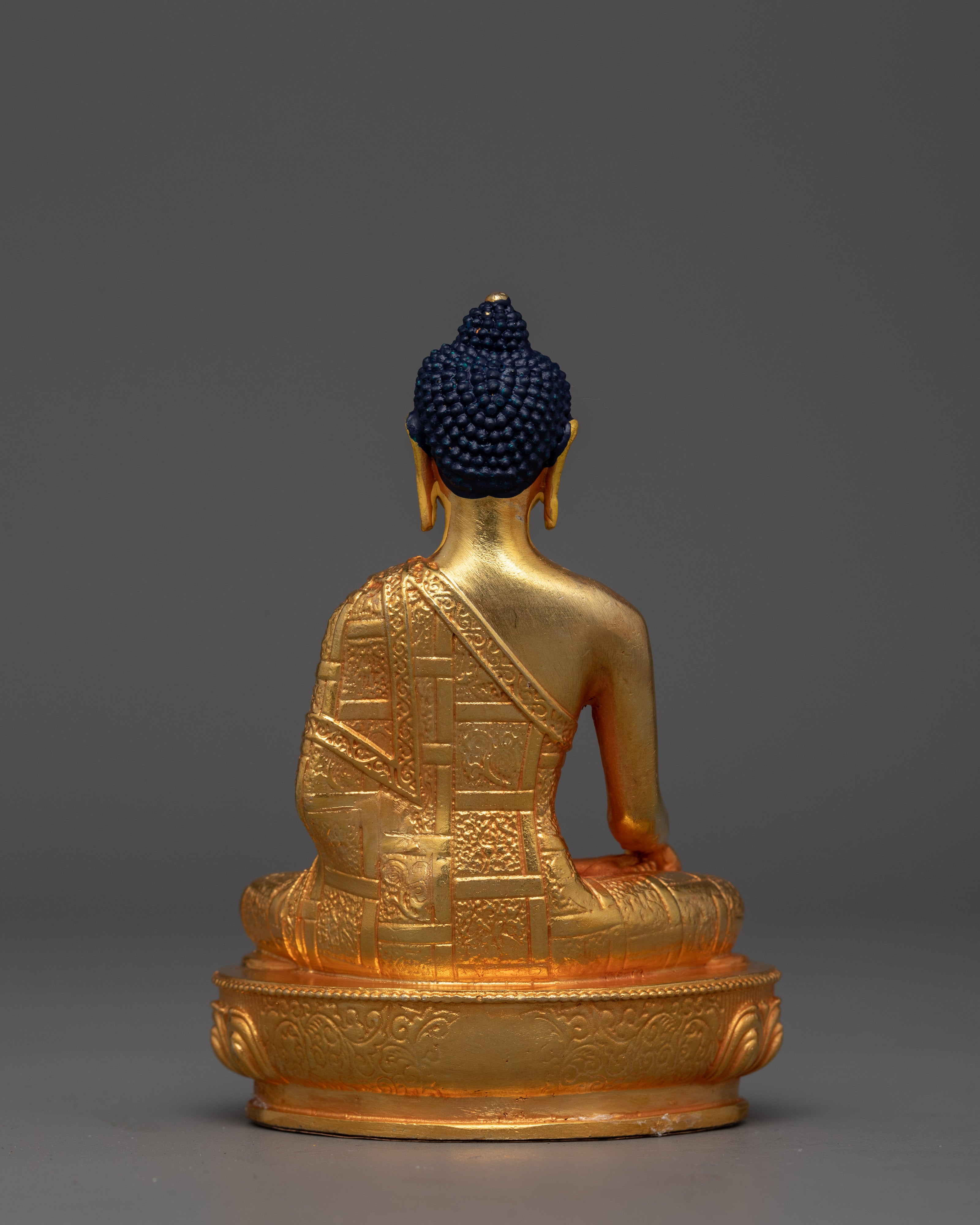 Machine-Made Five Buddha Set Copper Statues | Electro Gold Finishing