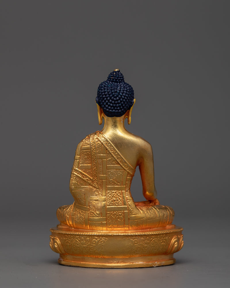 Machine-Made Five Buddha Set Copper Statues | Electro Gold Finishing