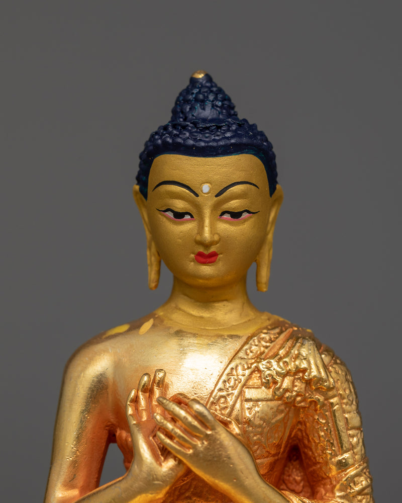 Machine-Made Five Buddha Set Copper Statues | Electro Gold Finishing