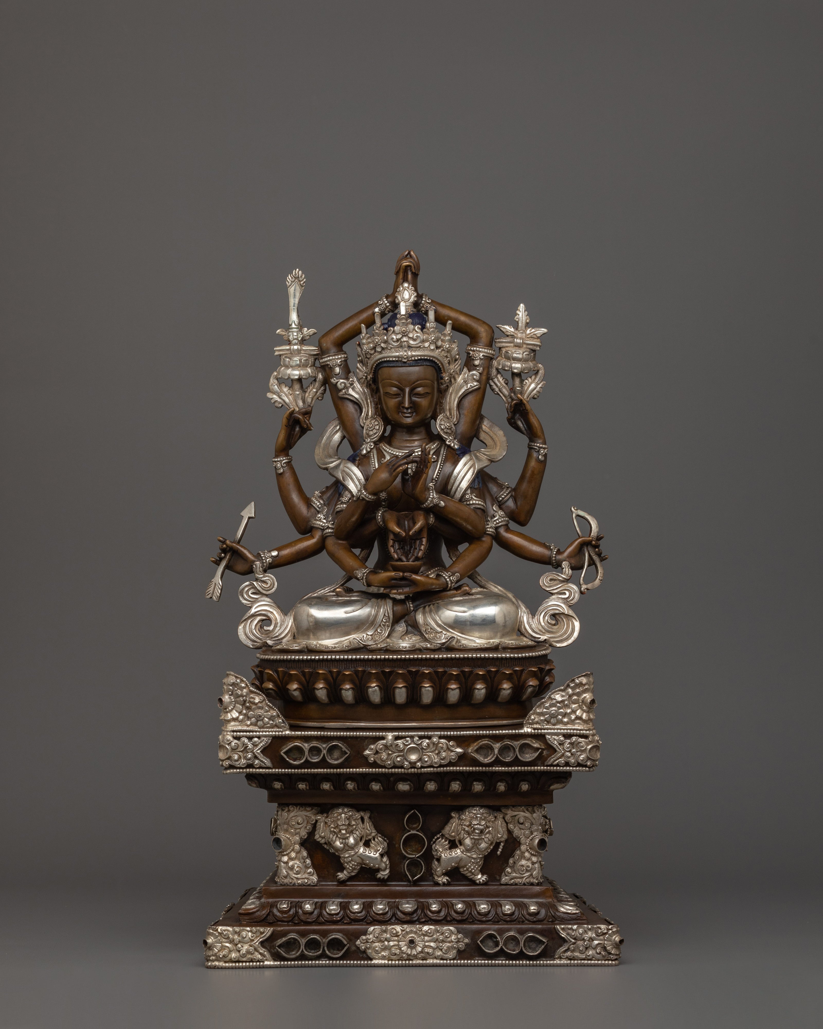 Himalayan Sculpture Of Namasangati With Throne | The Divine Salutation