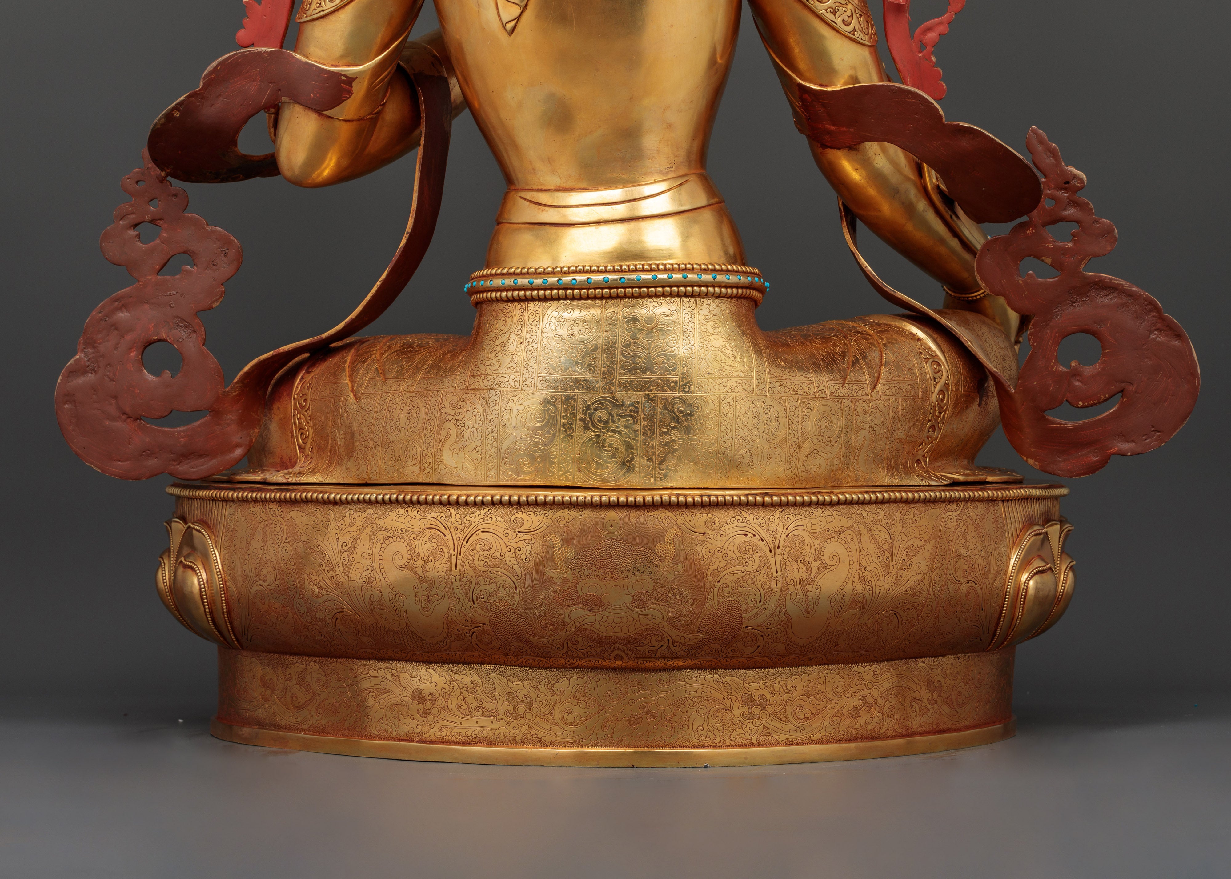 Green Tara Spiritual Copper Sculpture - A Divine Protector Handcrafted with Detail