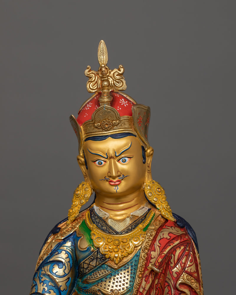 Handcrafted Statue of Guru Rinpoche | 24K Gold Gilded Sculpture