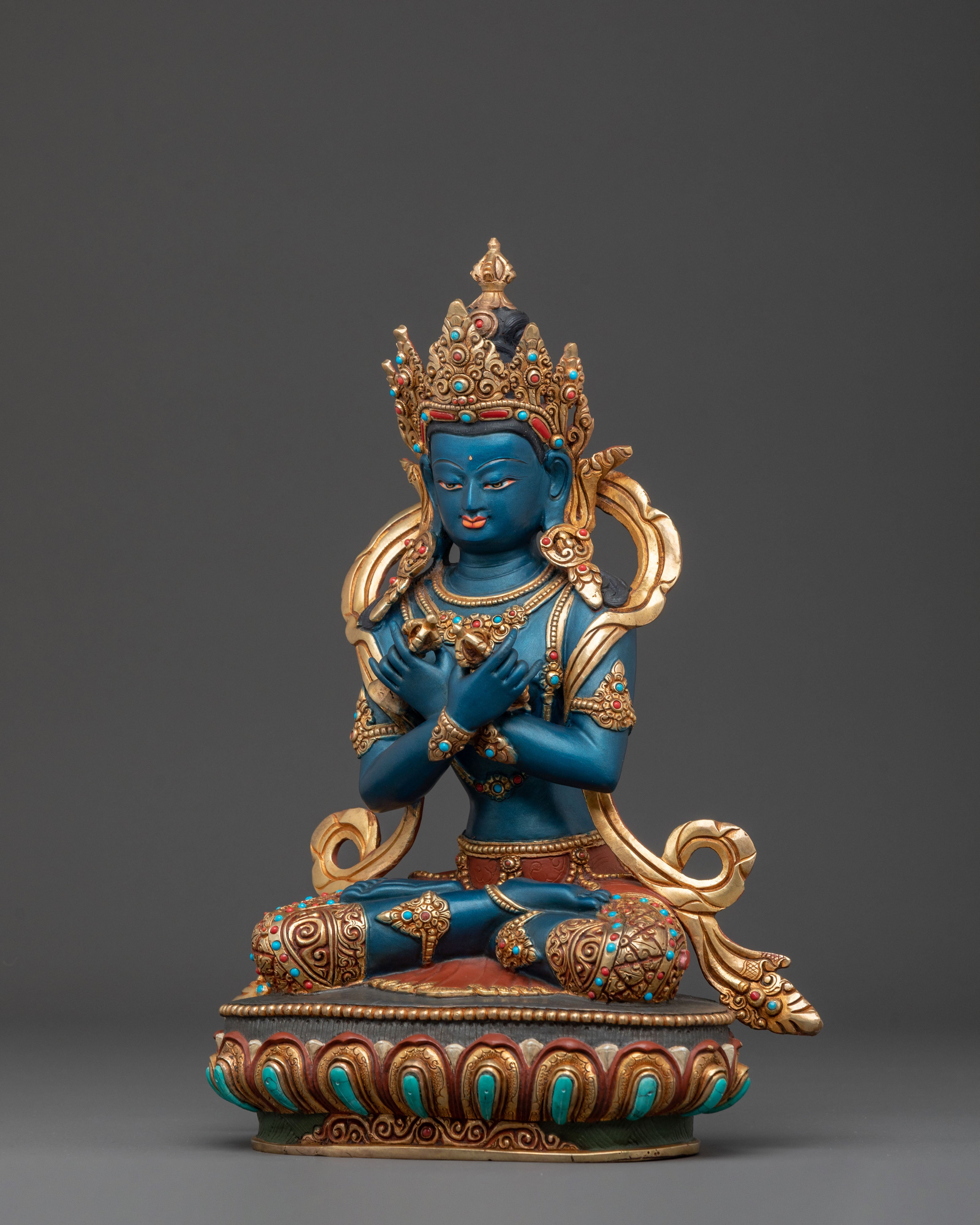 Vajradhara Handcrafted Statue for Meditation: 24K Gold Gilded