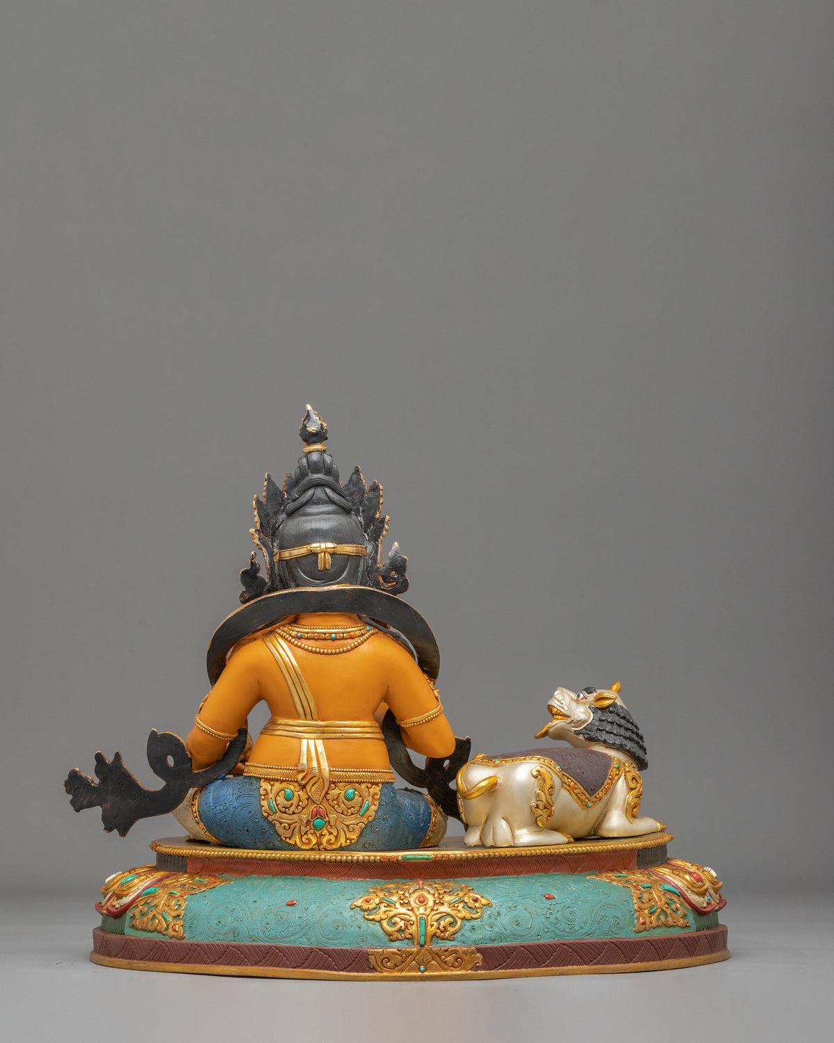 Unique Dzambhala Statue: 24K-Fire Gold Gilded on Copper