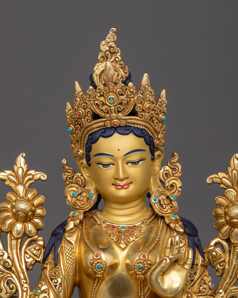 Tibetan Green Tara Idol | Traditional Artwork