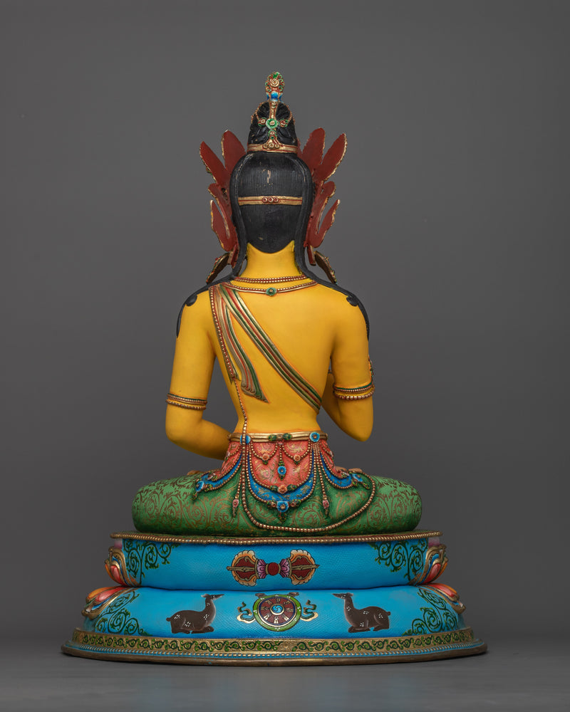 Amoghasiddhi Buddha Statue | 24K Gold Painted on Face | Sacred Copper Sculpture
