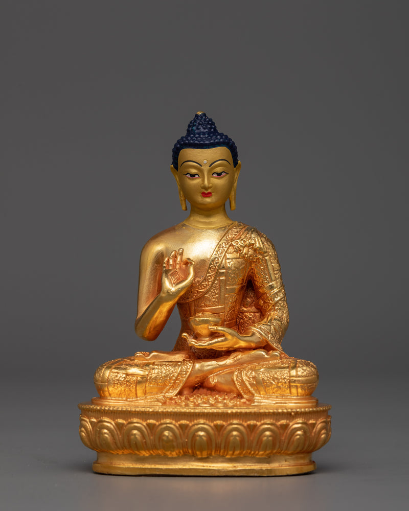 Machine-Made Five Buddha Set Copper Statues | Electro Gold Finishing