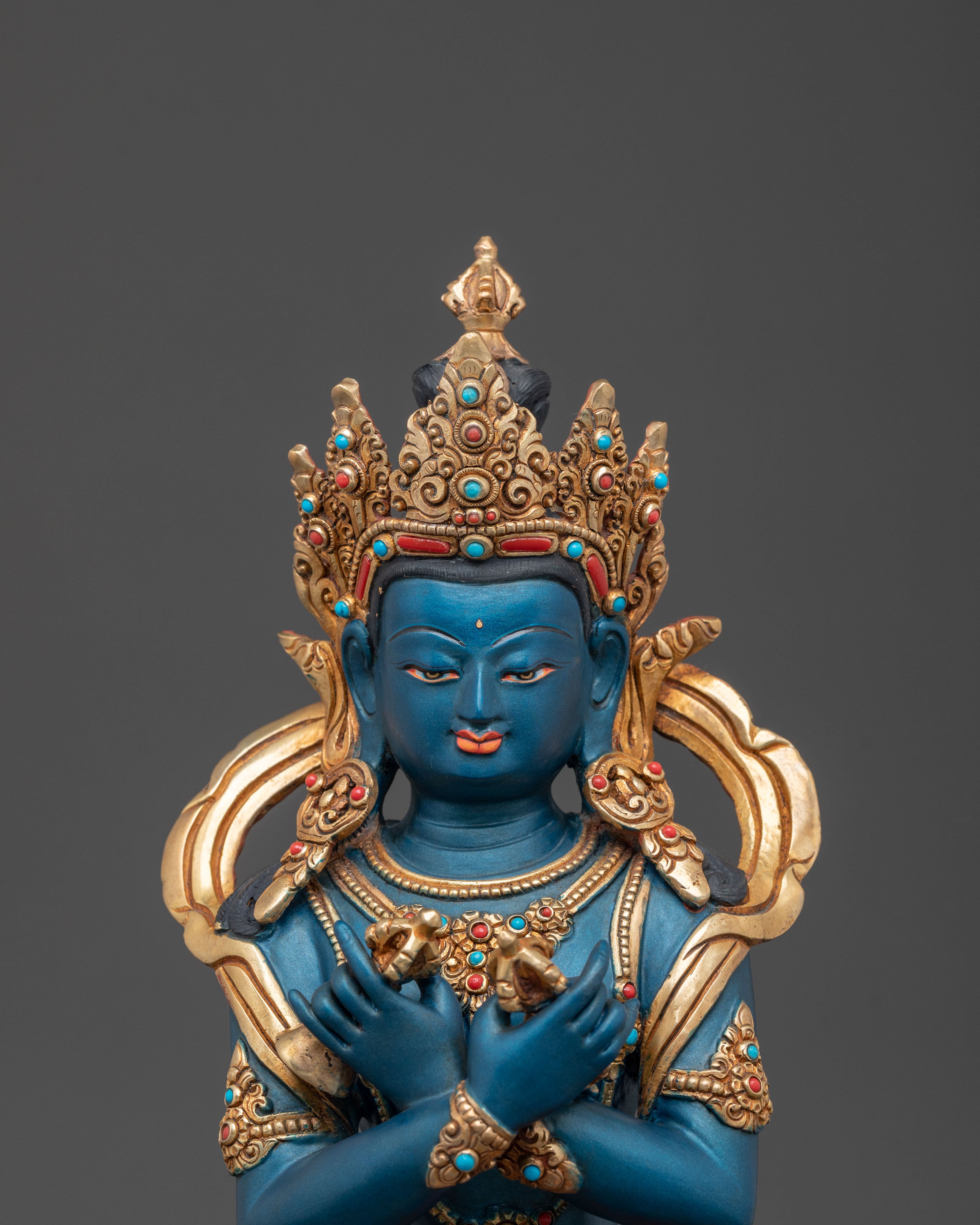 Vajradhara Handcrafted Statue for Meditation: 24K Gold Gilded