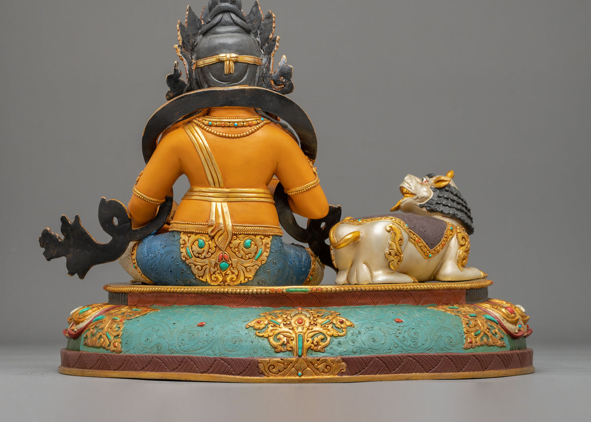 Unique Dzambhala Statue: 24K-Fire Gold Gilded on Copper