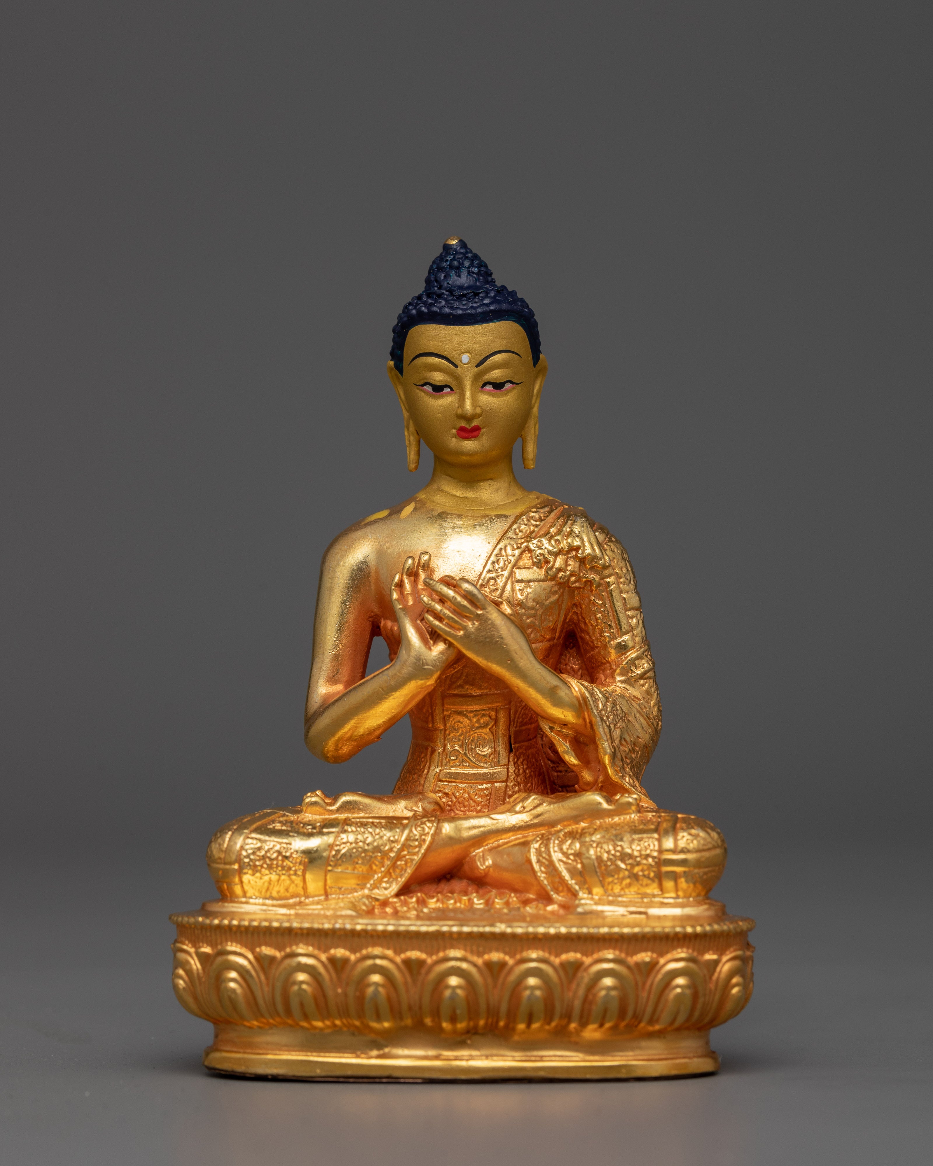 Machine-Made Five Buddha Set Copper Statues | Electro Gold Finishing
