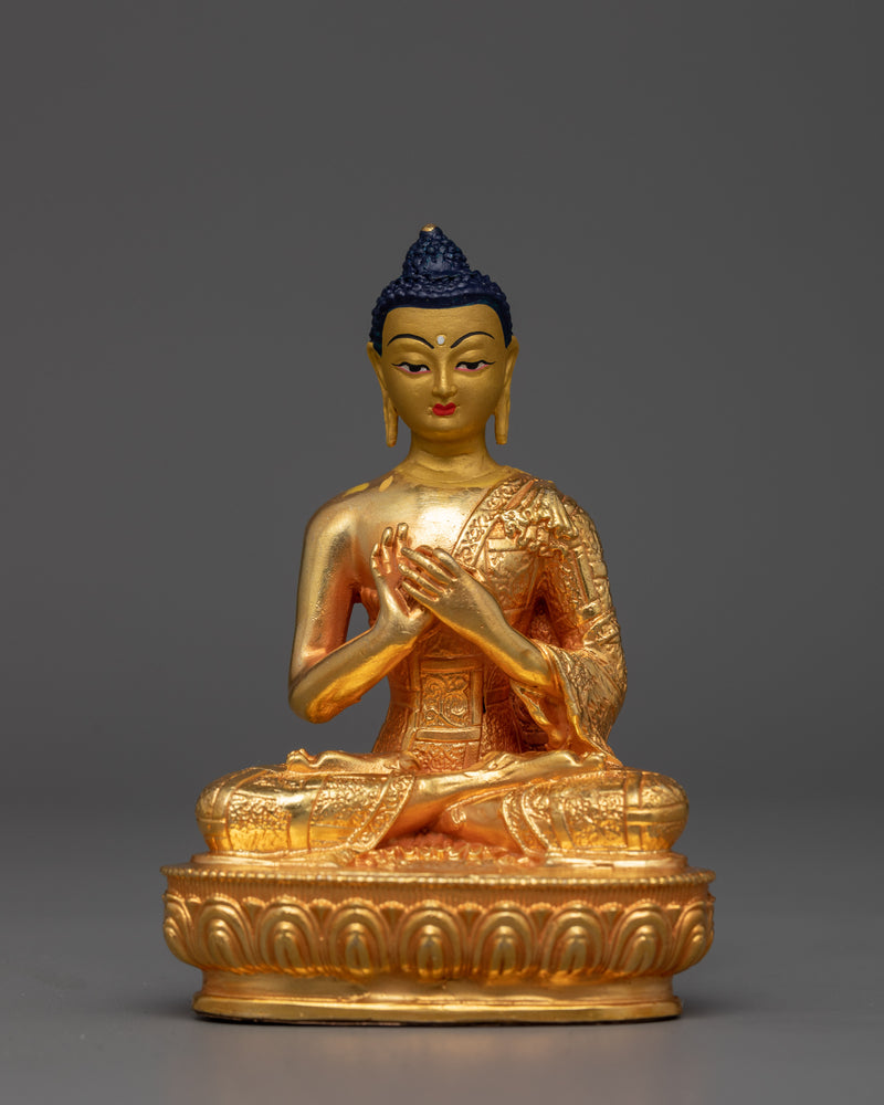Machine-Made Five Buddha Set Copper Statues | Electro Gold Finishing