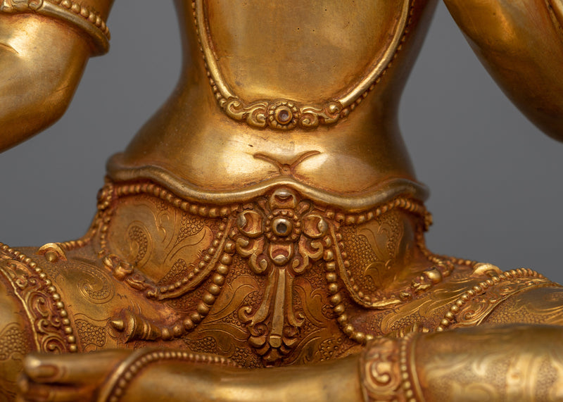Arya Green Tara Sculpture | A Resplendent Vision in 24K Gold