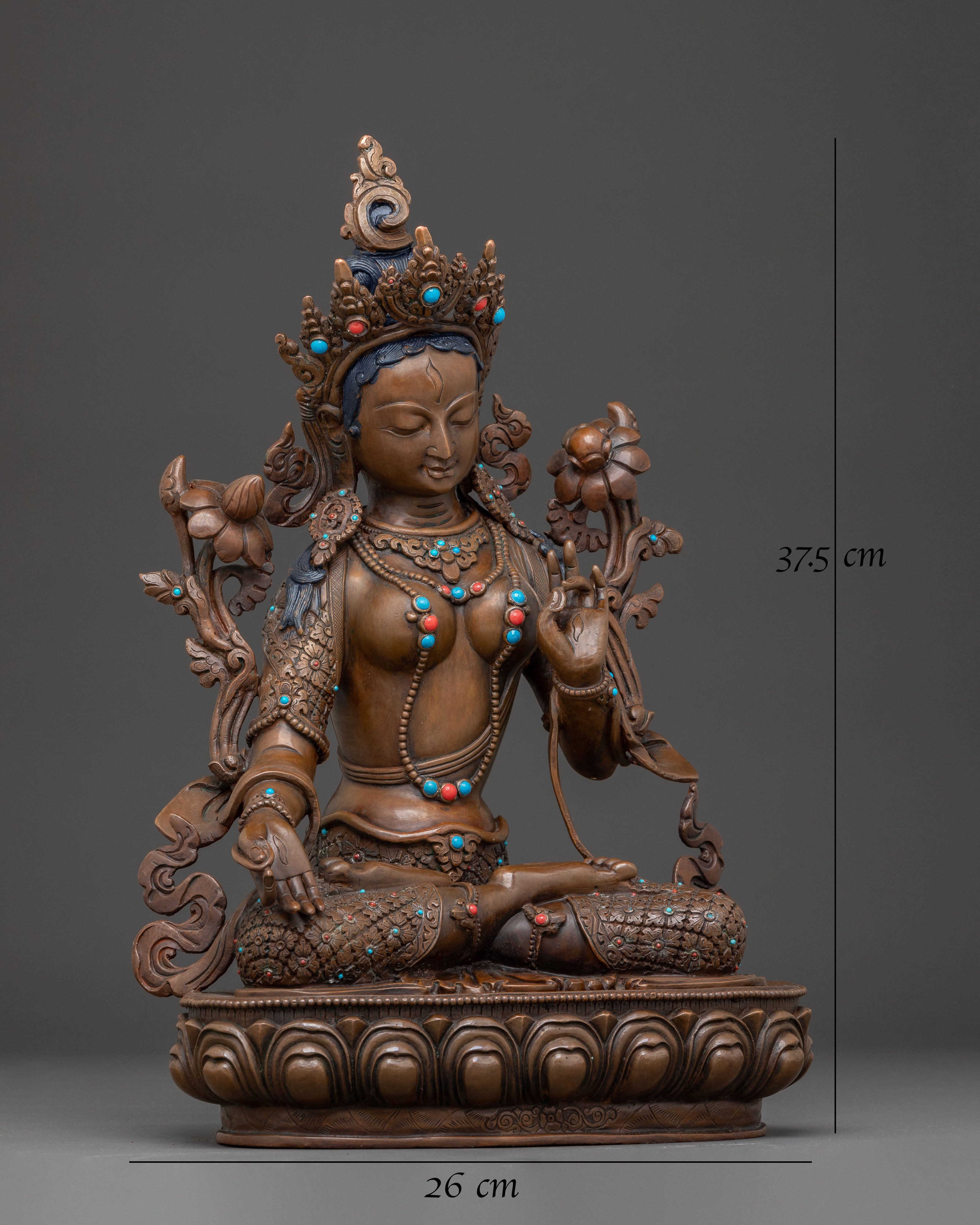 Oxidized Sculpture of Female Bodhisattva White Tara 