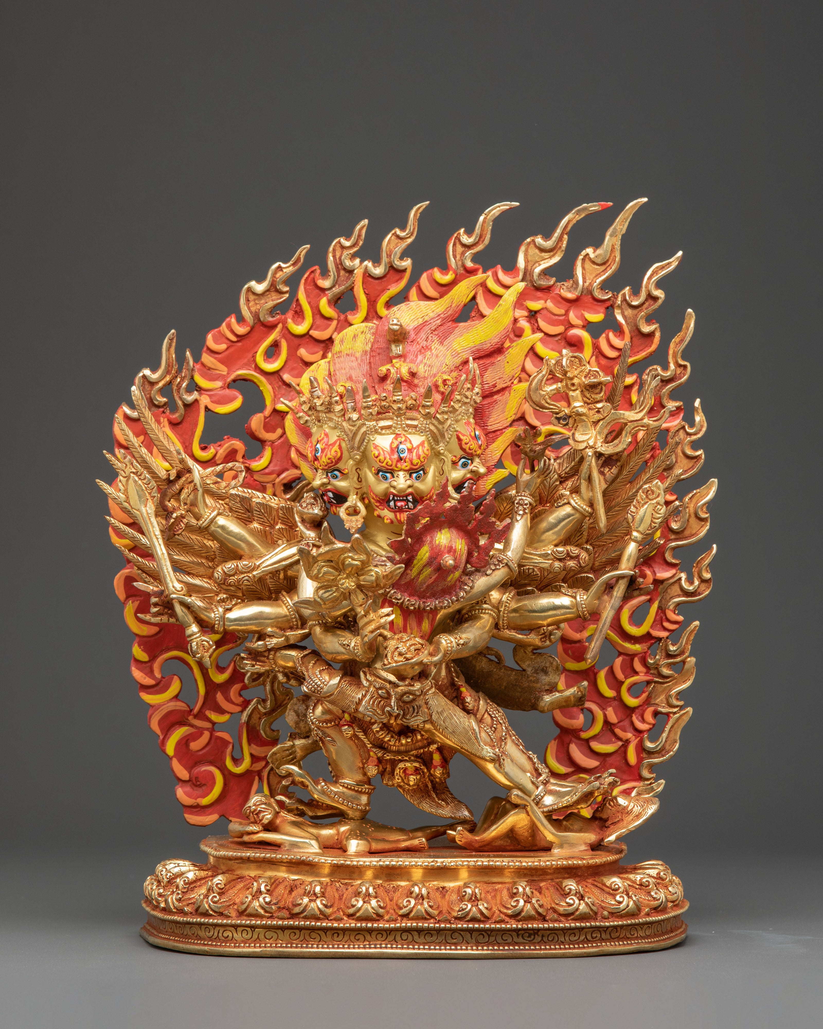 Handcrafted Golden Statue of Hayagriva | Fierce Tibetan Protector Deity
