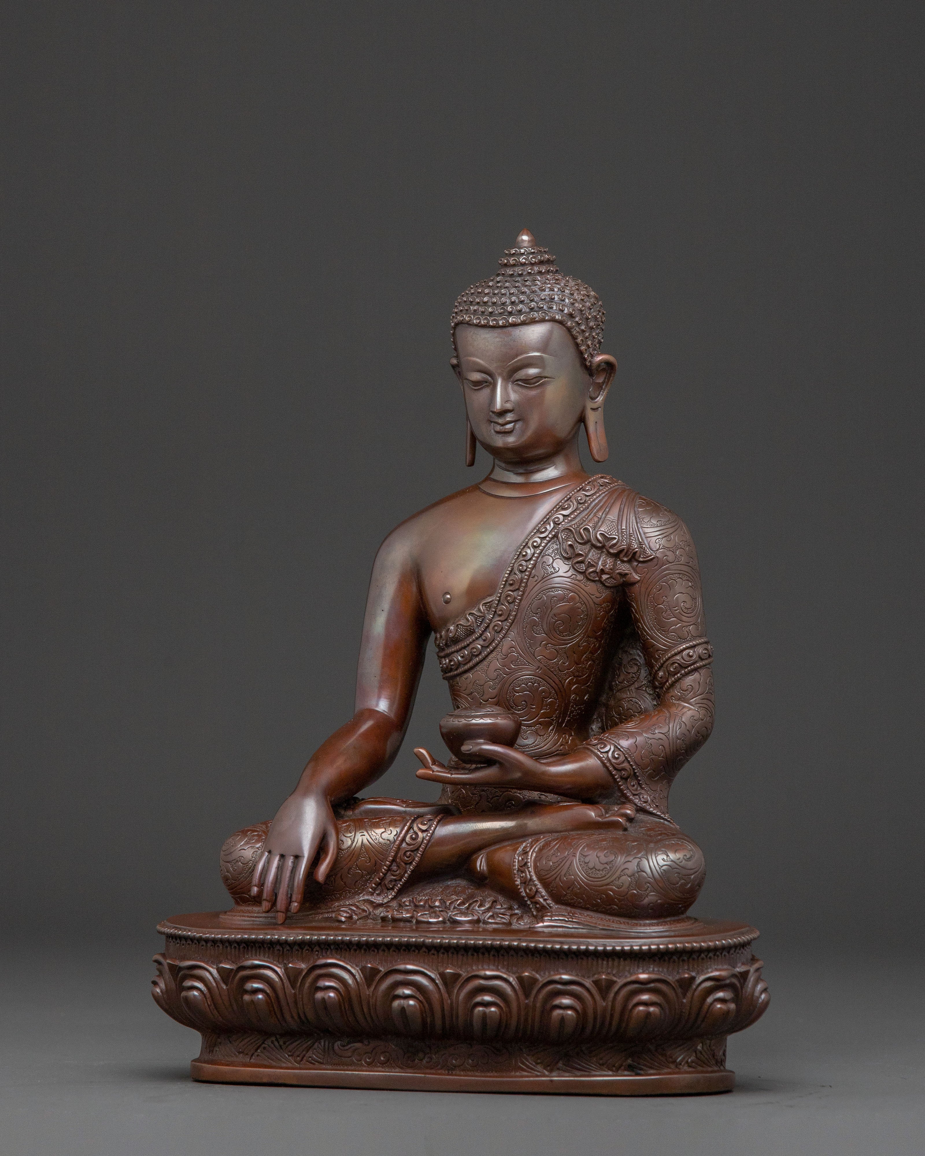 Tibetan Three Buddhas Statue Set – Oxidized Copper Serenity
