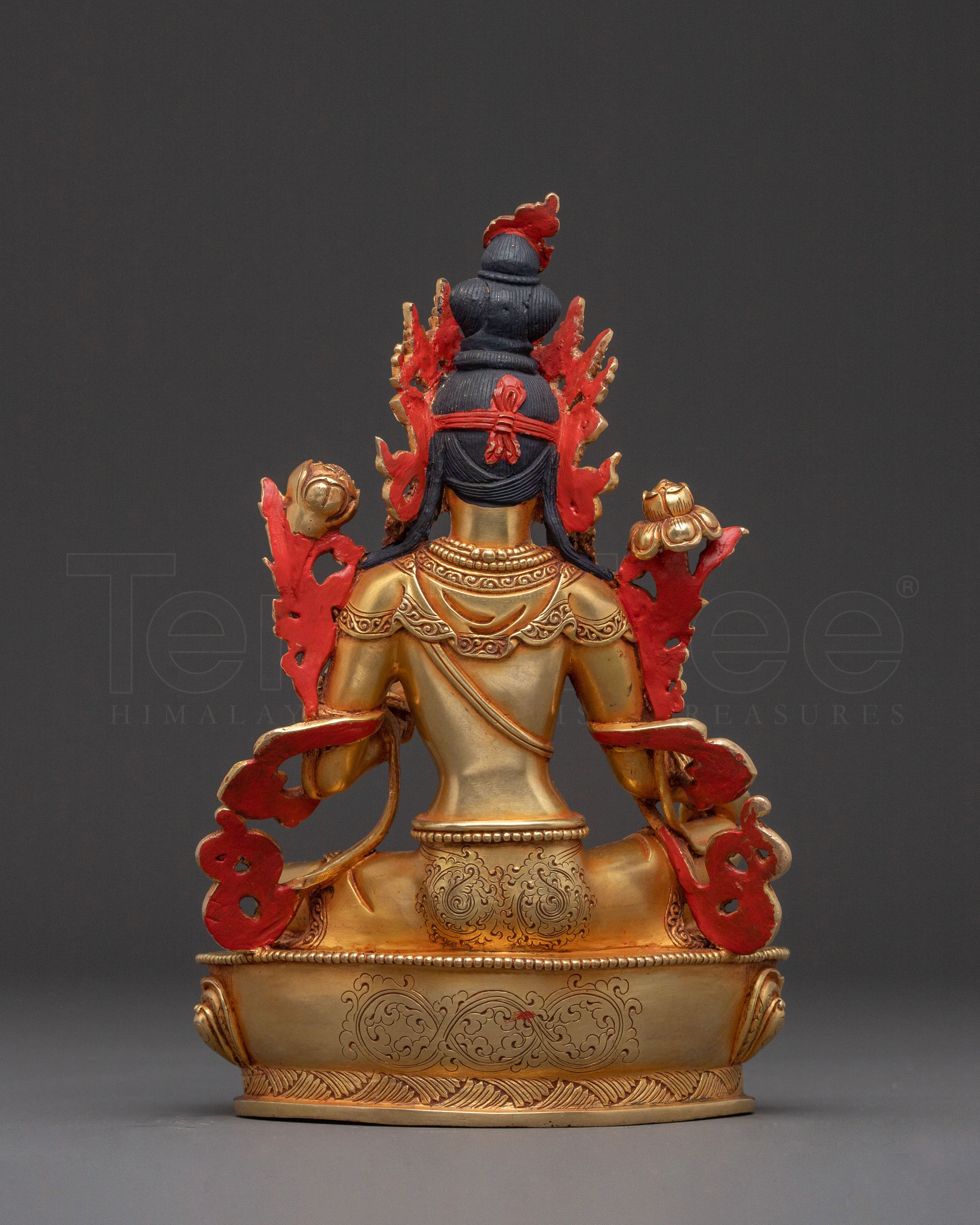 Graceful Green Tara Golden Statue: Handcrafted Serenity