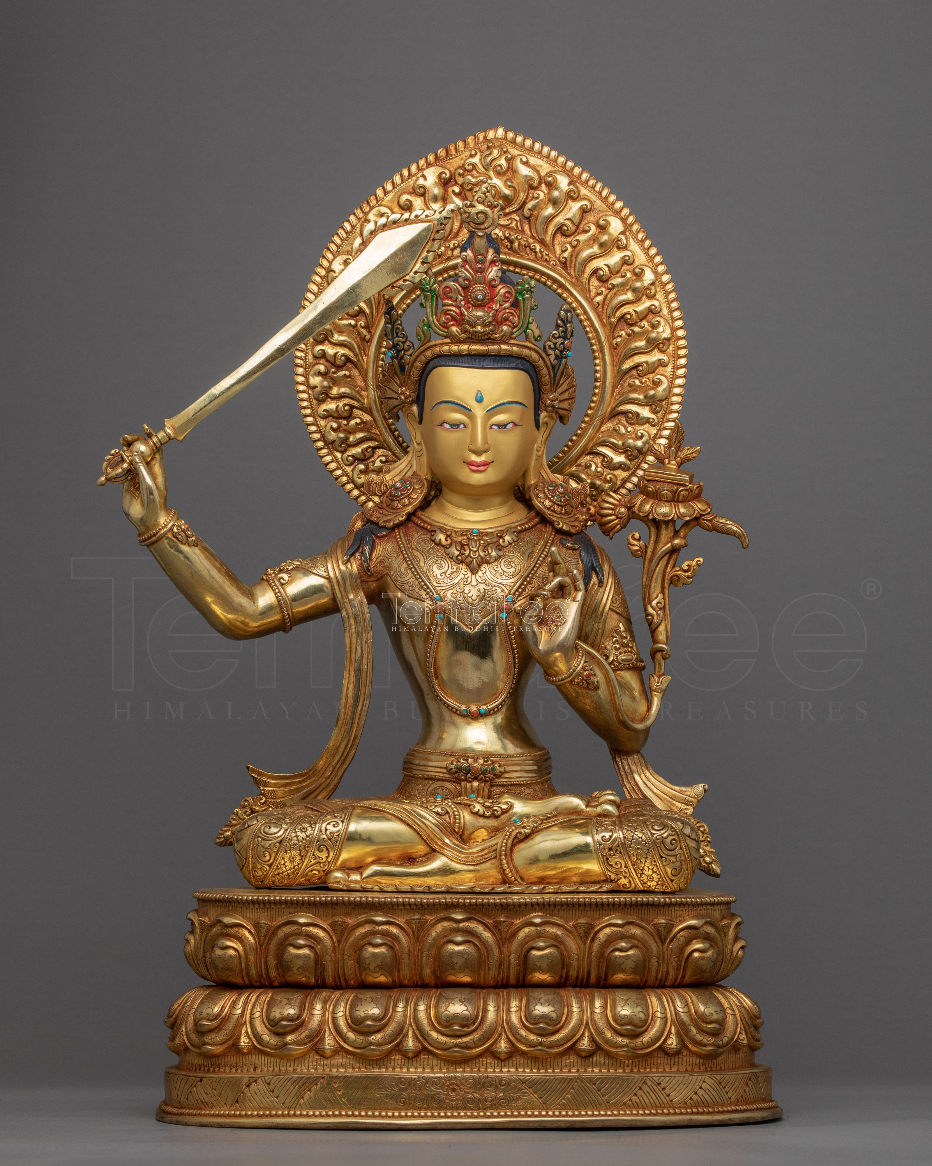 Manjushri Bodhisattva of Wisdom Sculpture | Handmade Figurine