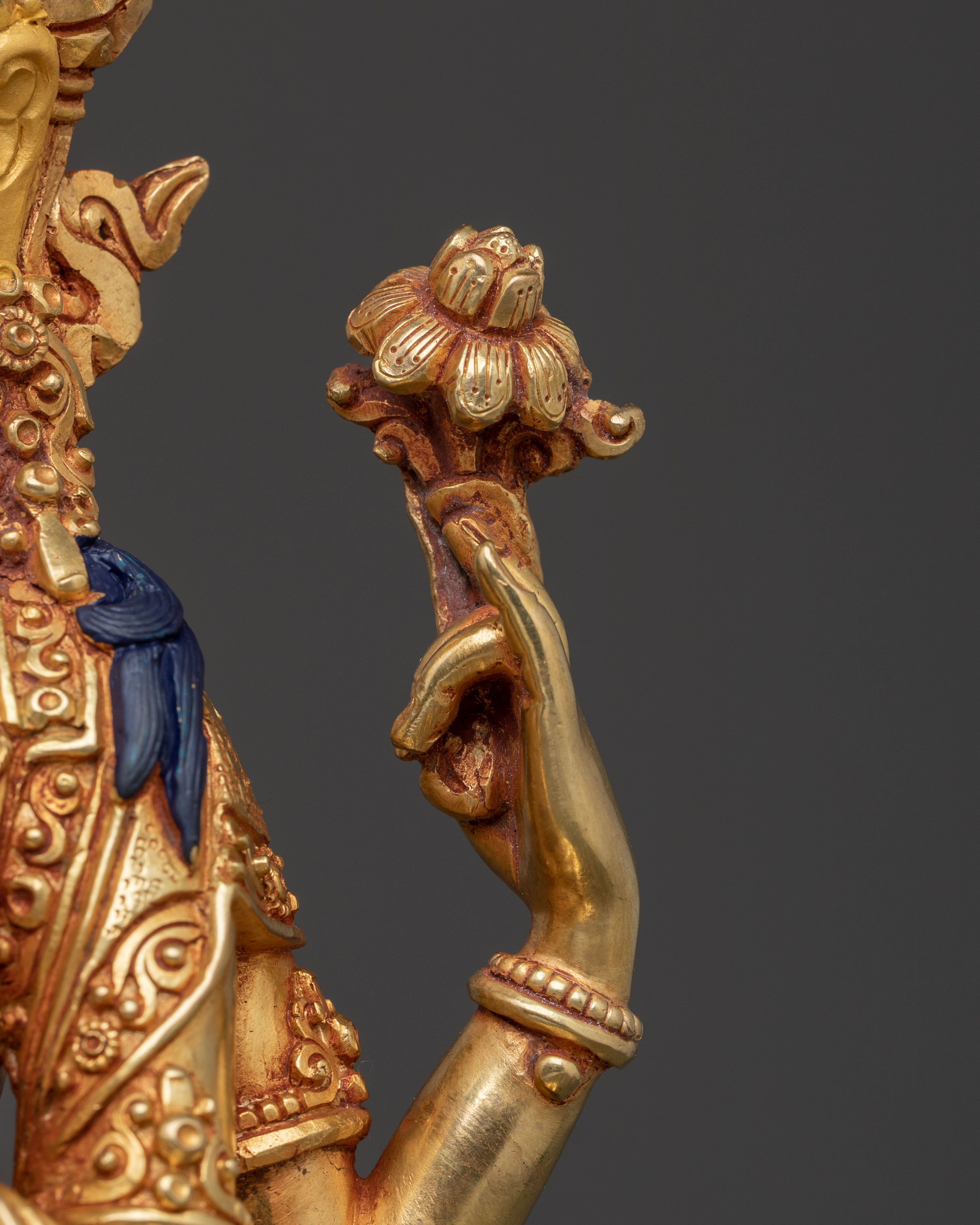 Boundless Compassion Chenrezig Statue | Hand-Gilded Copper