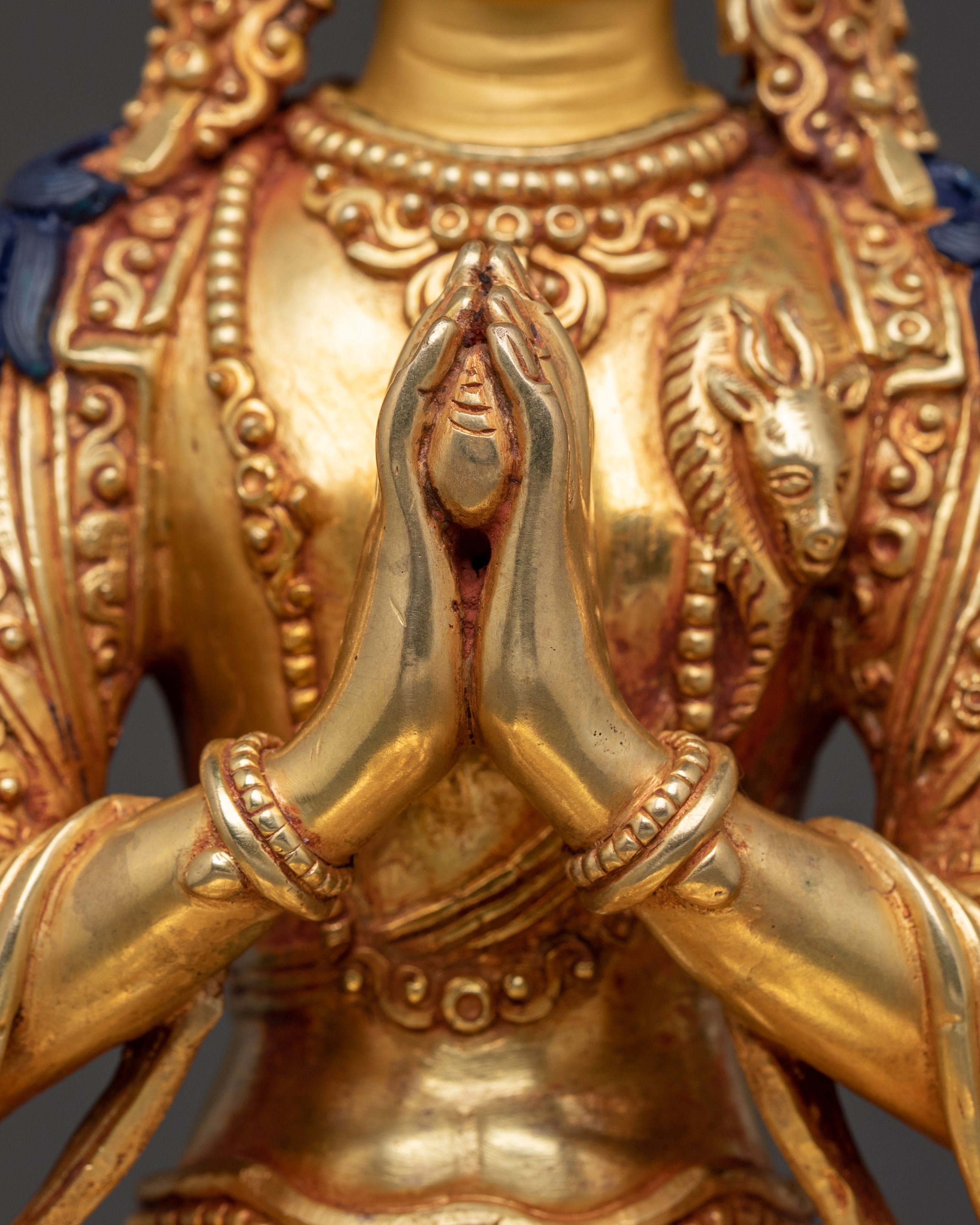 Boundless Compassion Chenrezig Statue | Hand-Gilded Copper