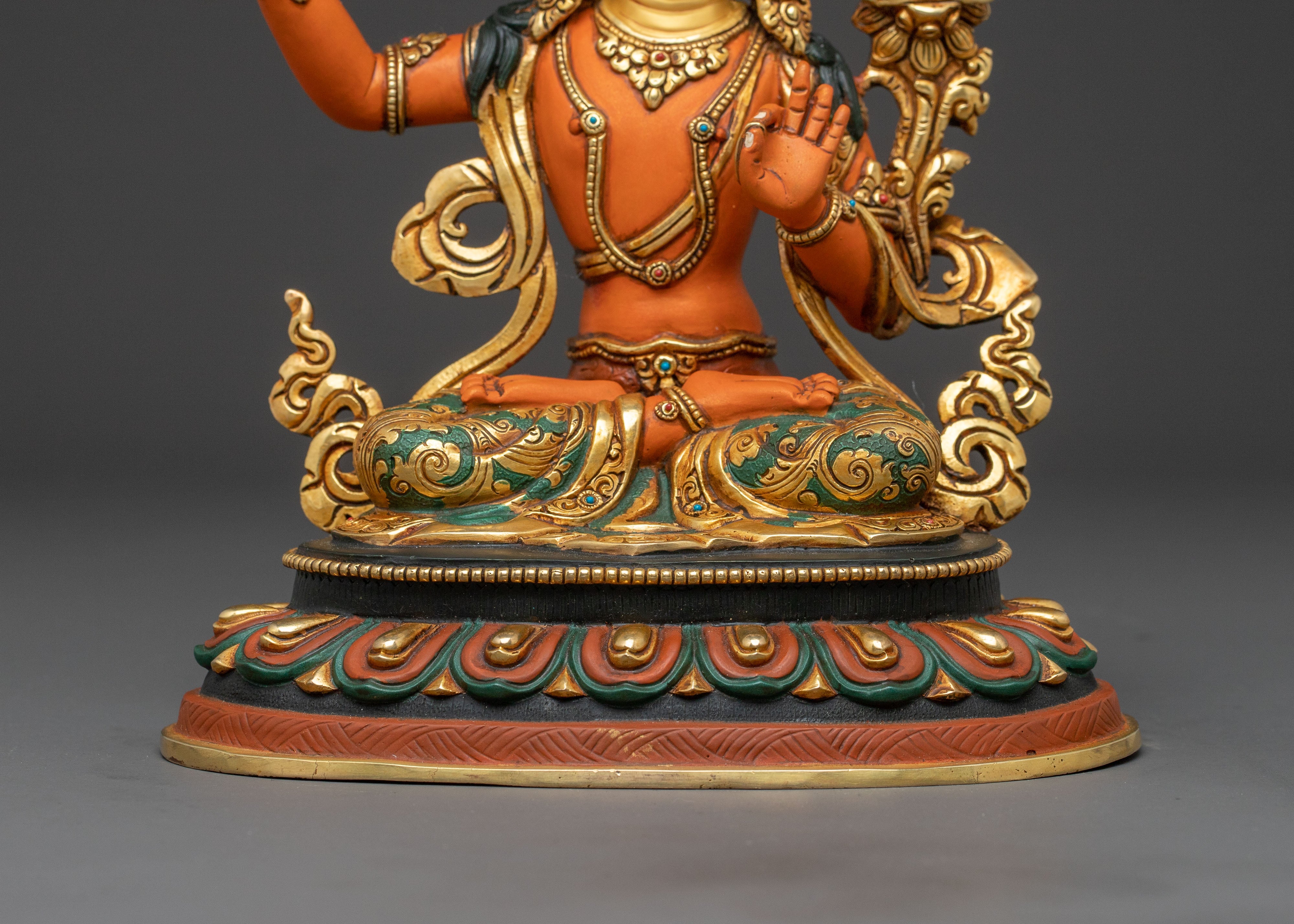 Manjushri Spiritual Statue | 24k Gold Gilded Serenity