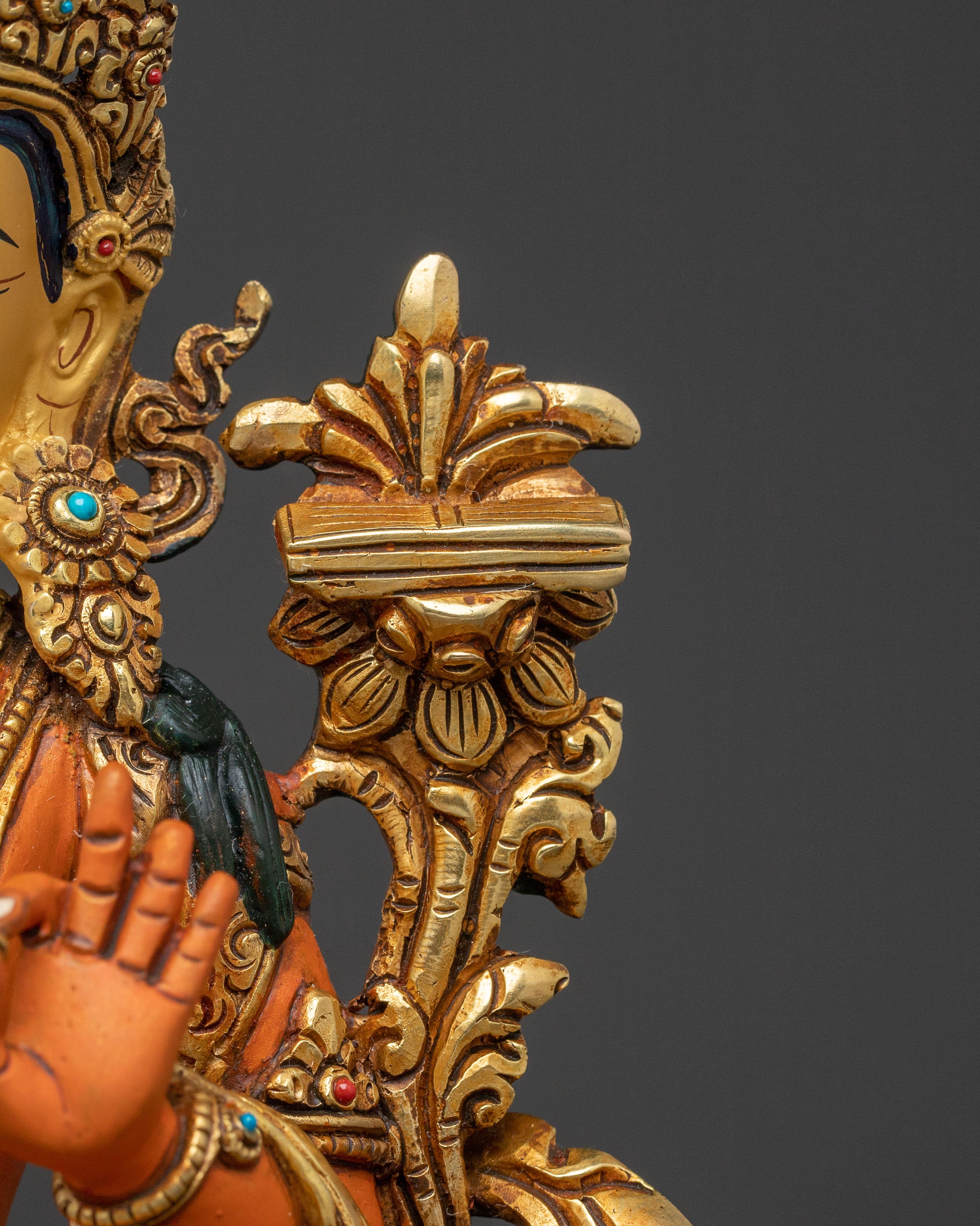Manjushri Spiritual Statue | 24k Gold Gilded Serenity