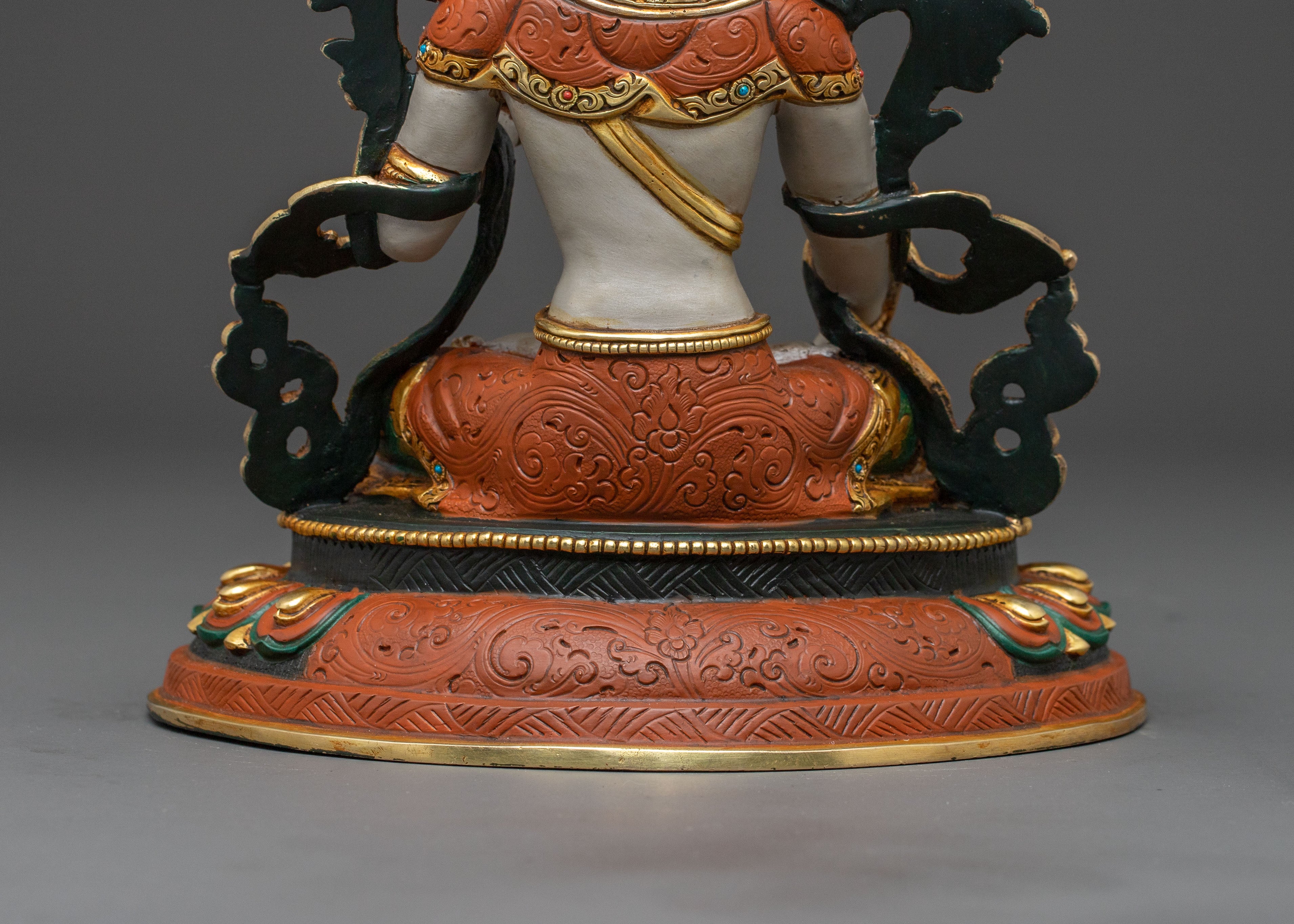 White Tara Statue | Golden Compassion Deity