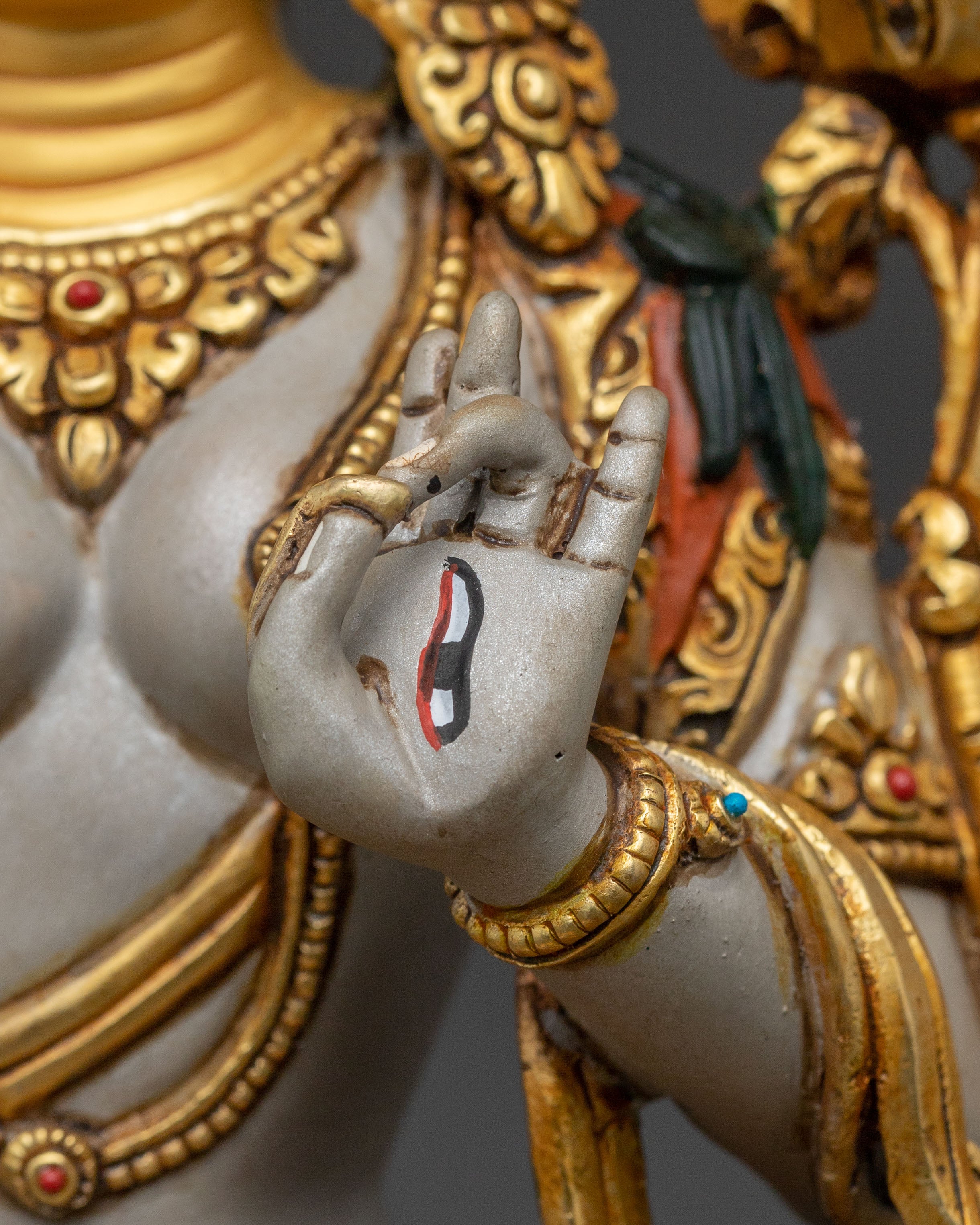 White Tara Statue | Golden Compassion Deity