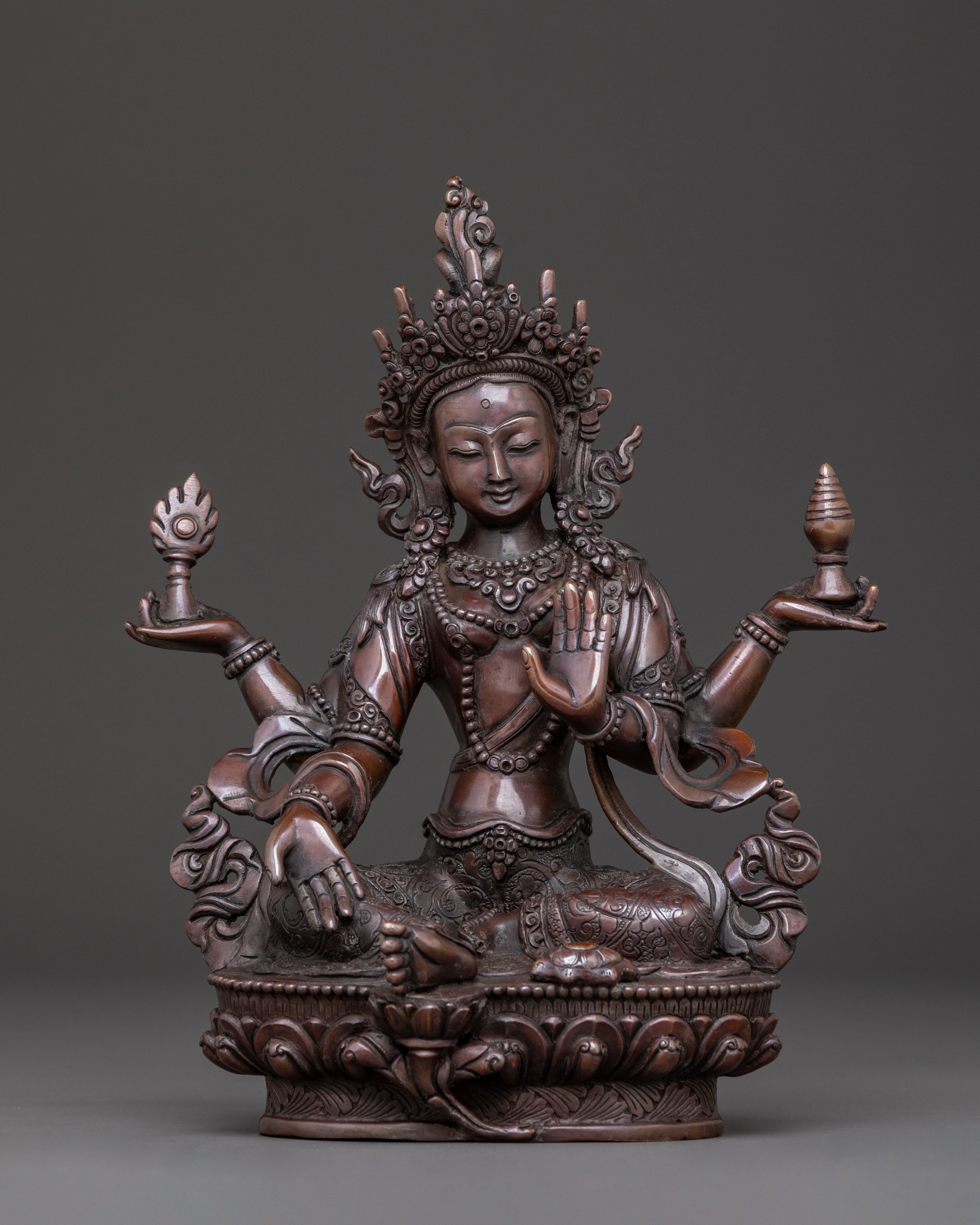 Laxmi Spiritual Goddess Statue - Oxidized Copper