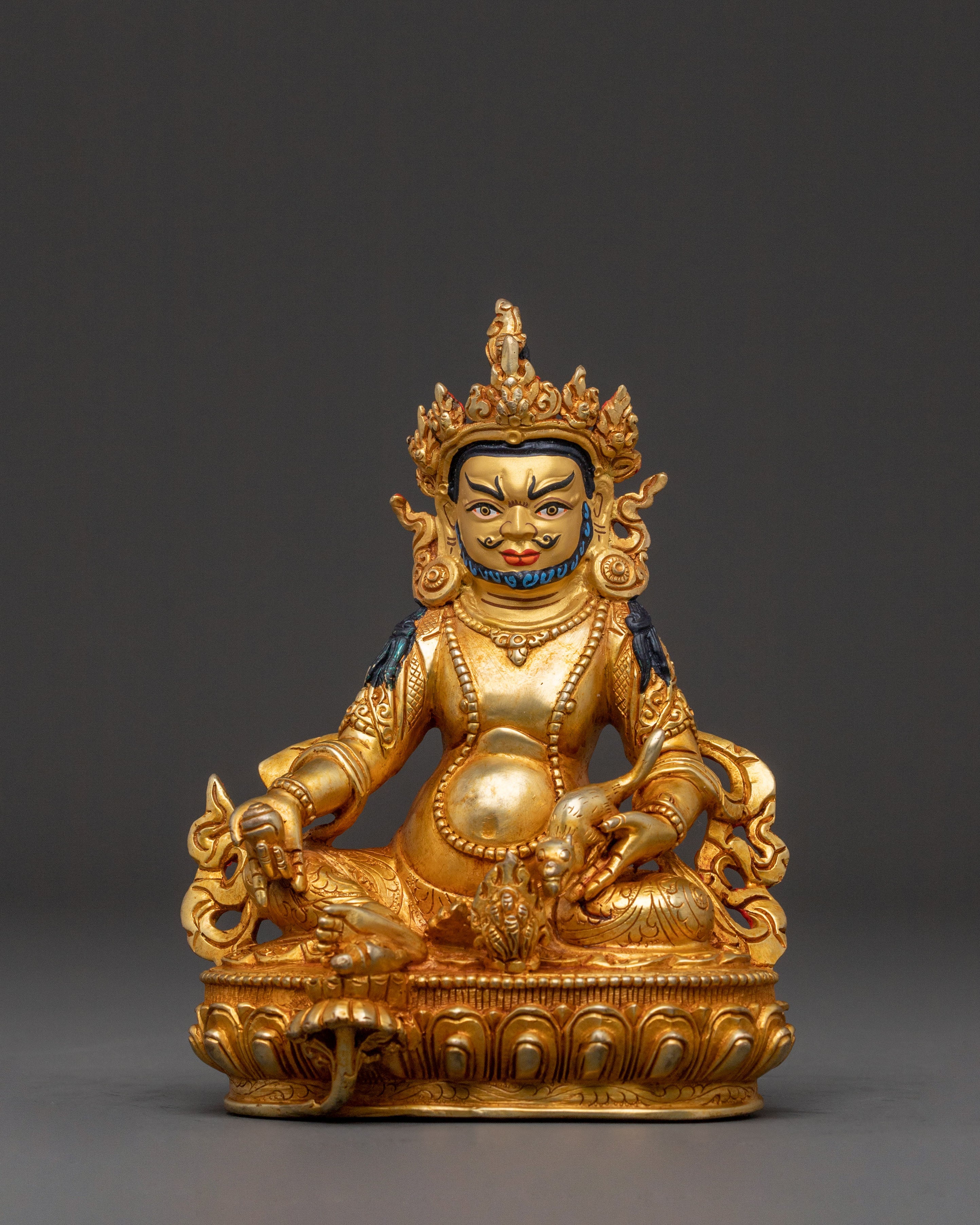 Dzambhala Guardian Statue:  Buddhist Wealth Deity Sculpture