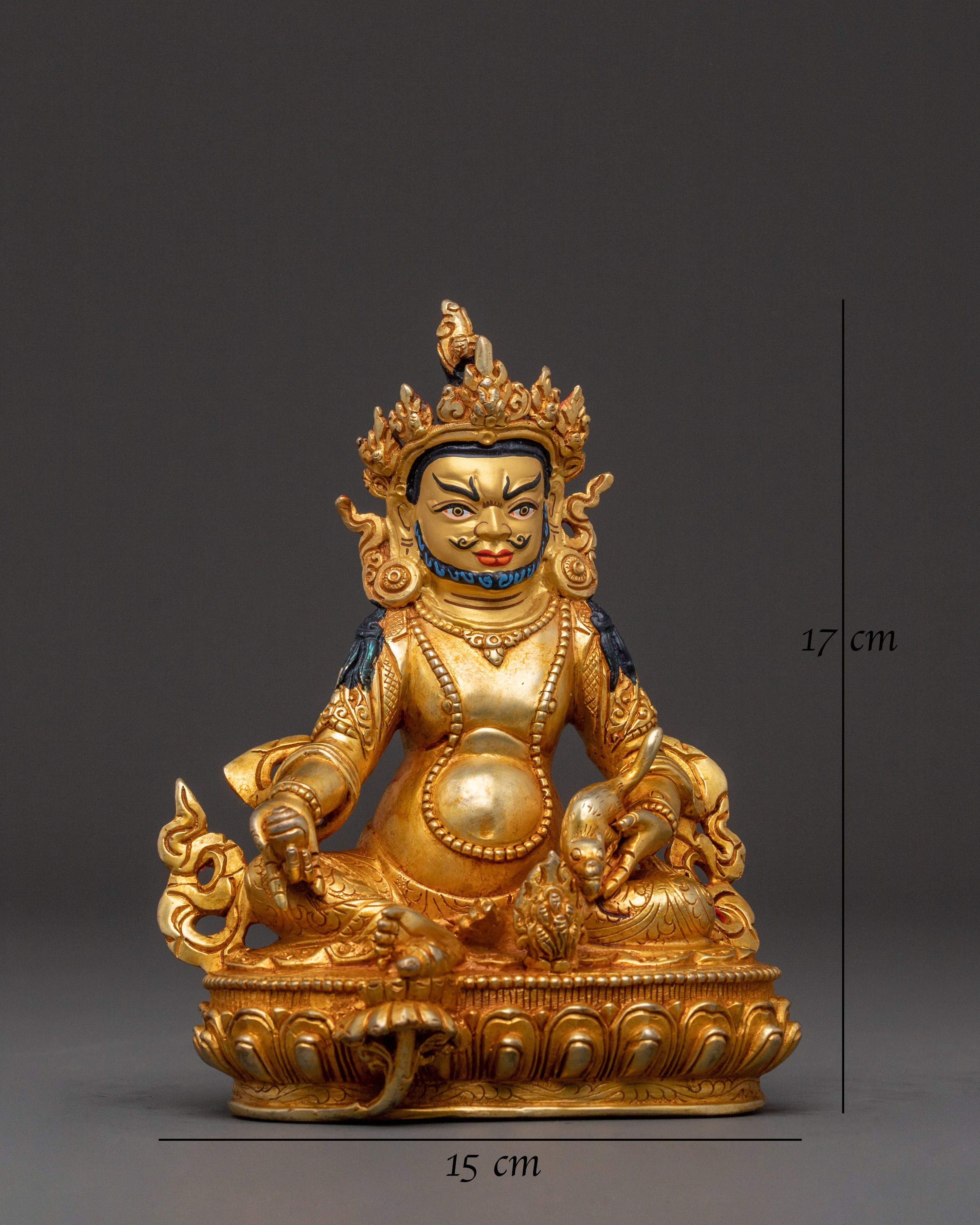 Dzambhala Guardian Statue:  Buddhist Wealth Deity Sculpture