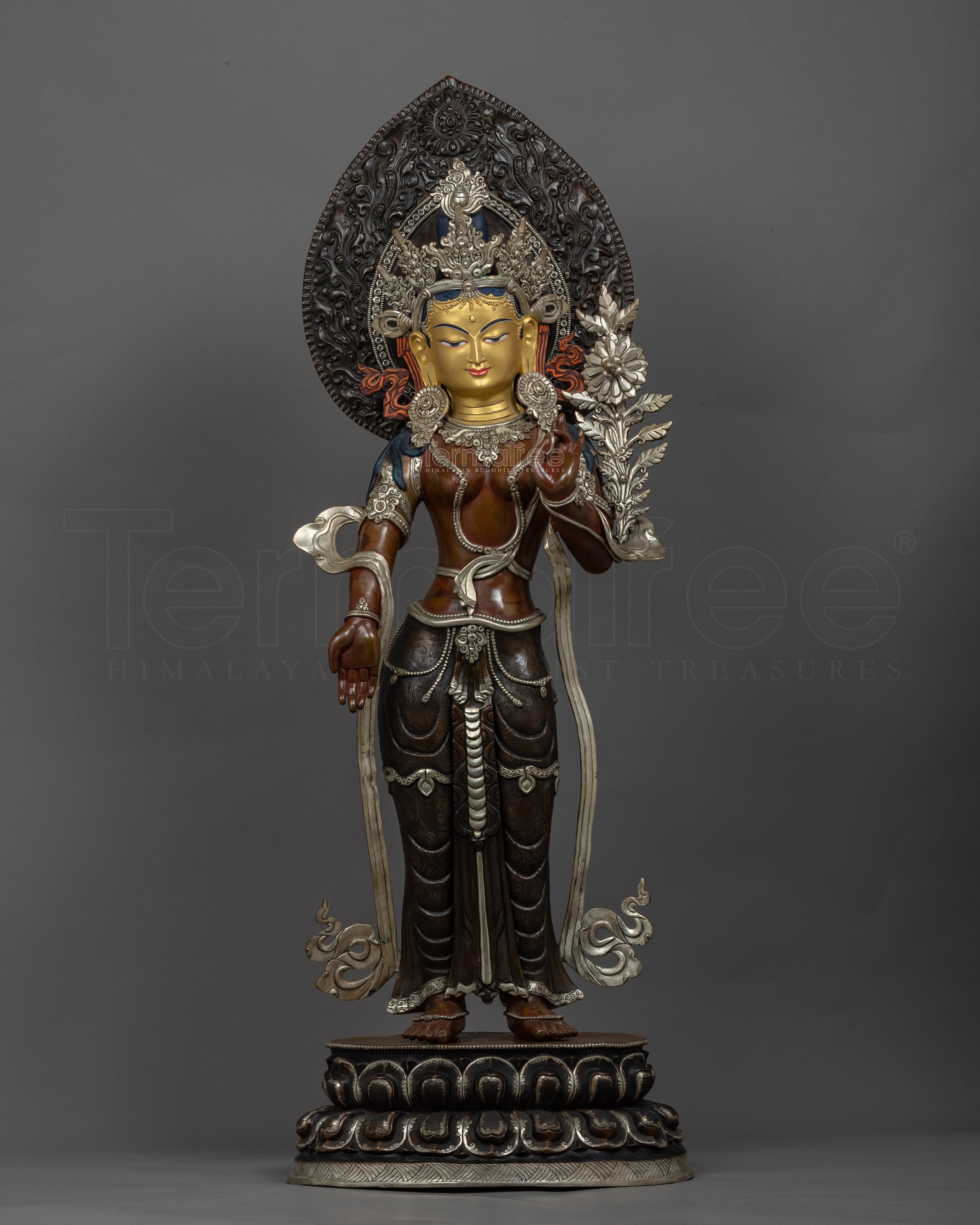 Standing Green Tara Meditation Statue | Buddhist Deity Figurine For Ritual