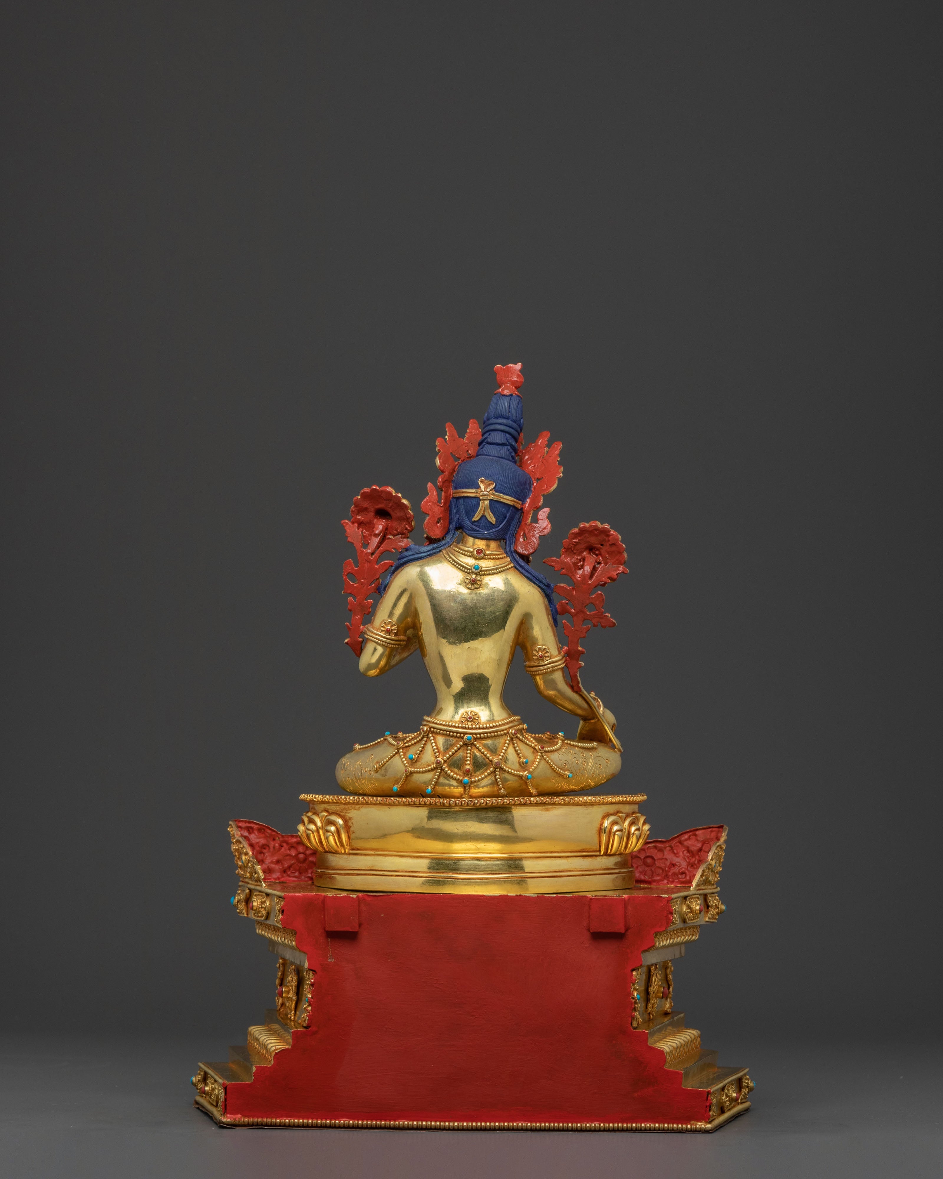 Green Tara Statue  On Throne | Sacred Altar Decor