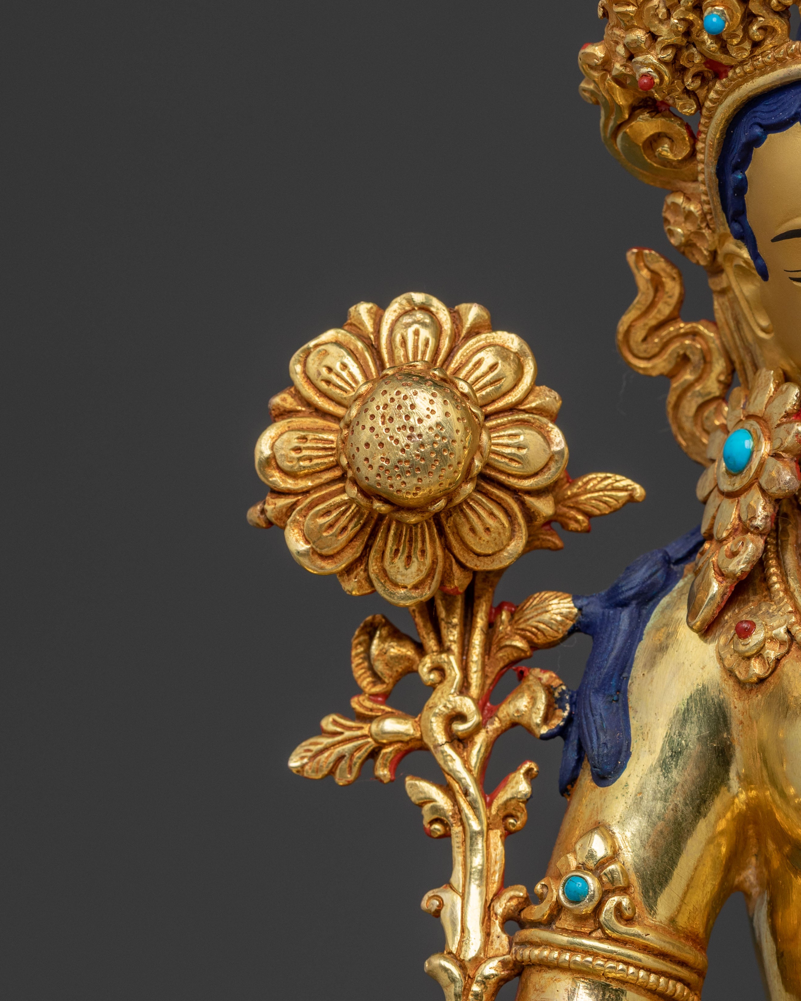 Green Tara Statue  On Throne | Sacred Altar Decor