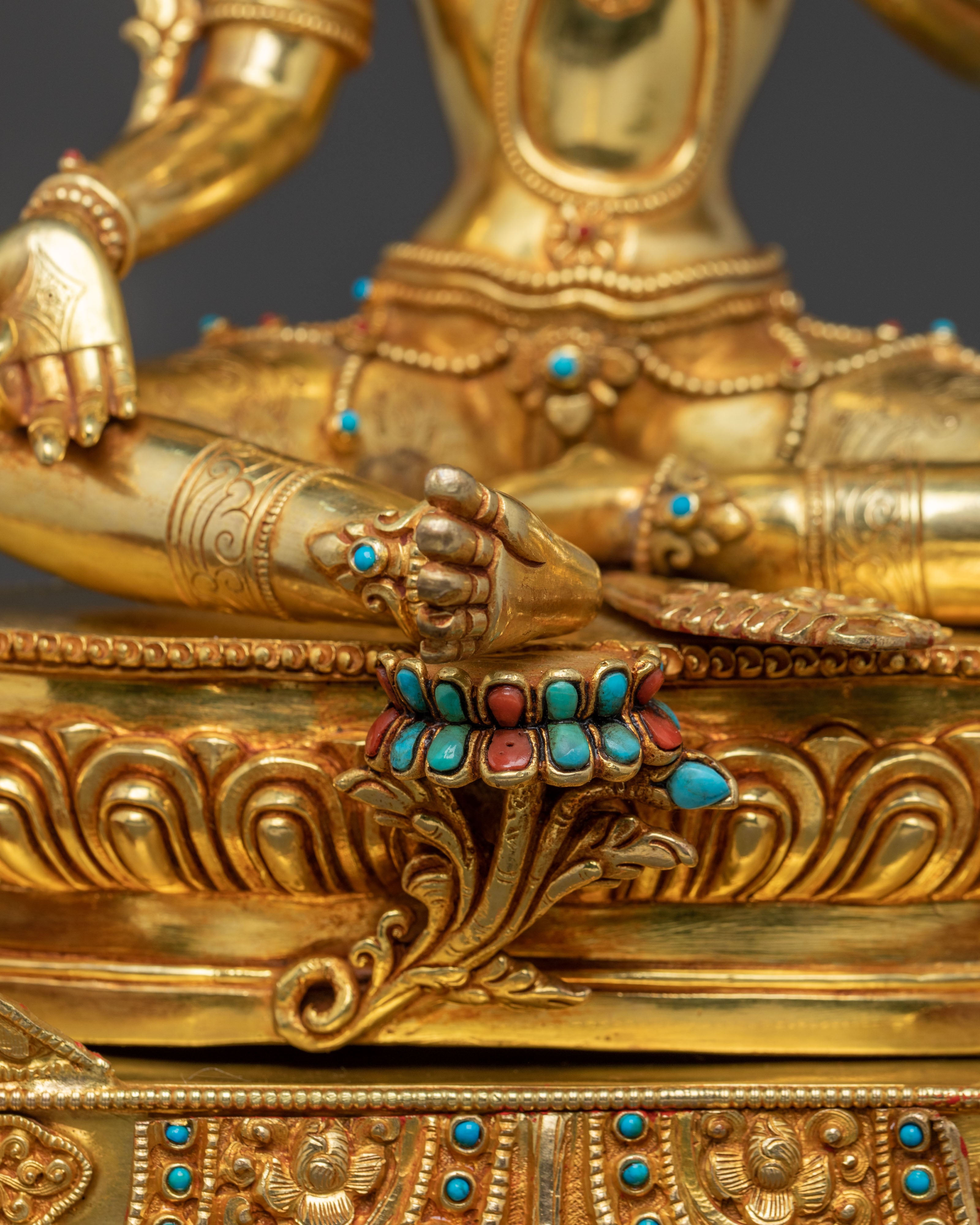 Green Tara Statue  On Throne | Sacred Altar Decor