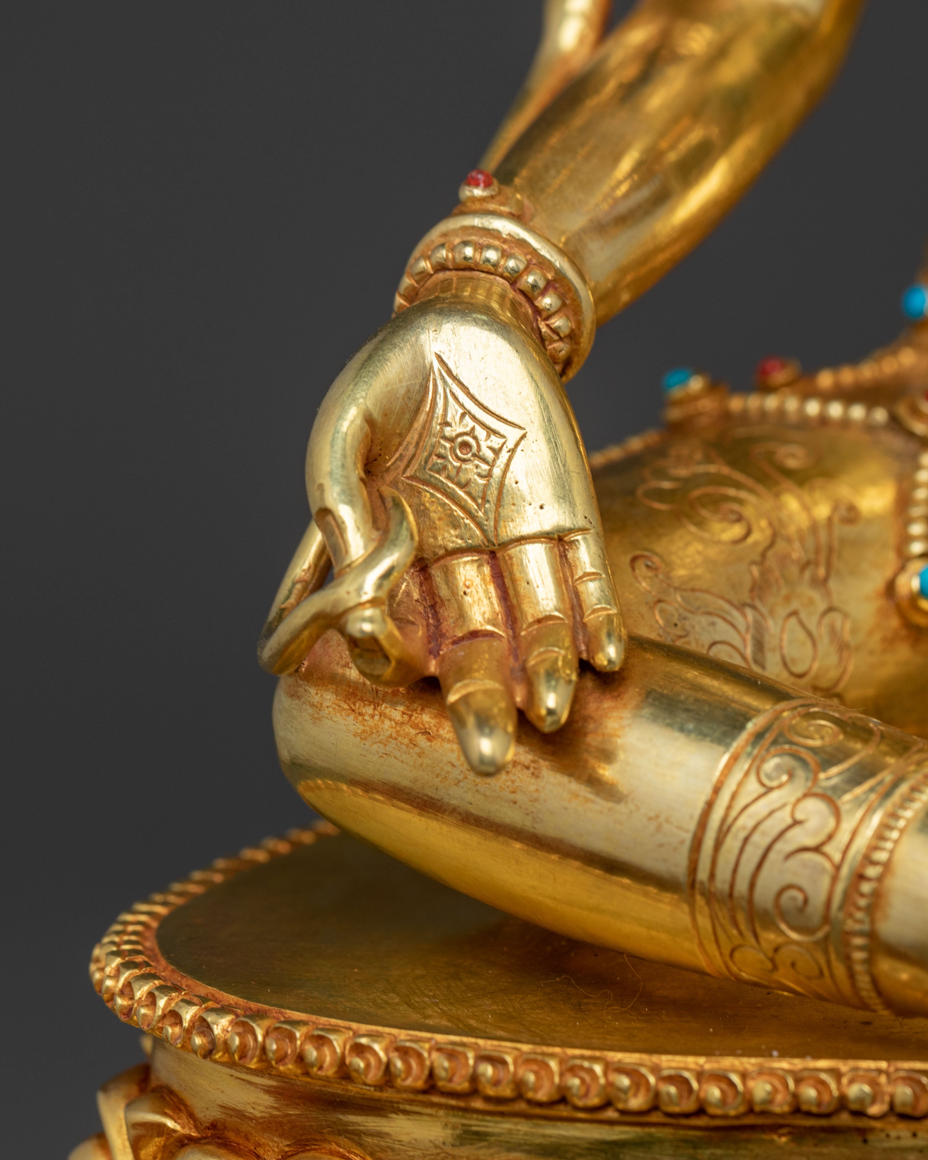 Green Tara Statue  On Throne | Sacred Altar Decor