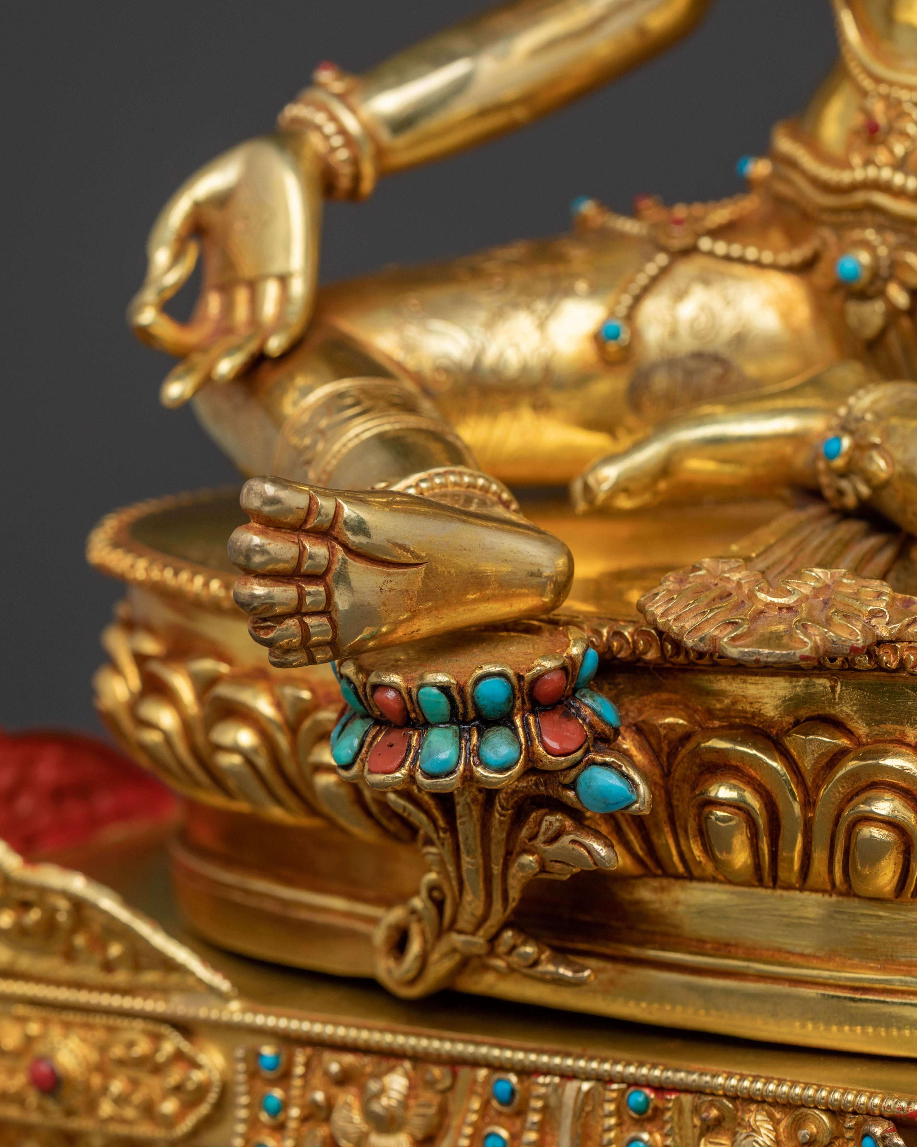 Green Tara Statue  On Throne | Sacred Altar Decor